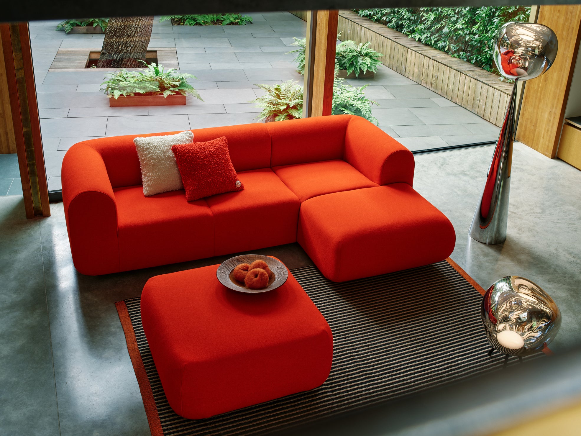 Upholstered plump ottoman