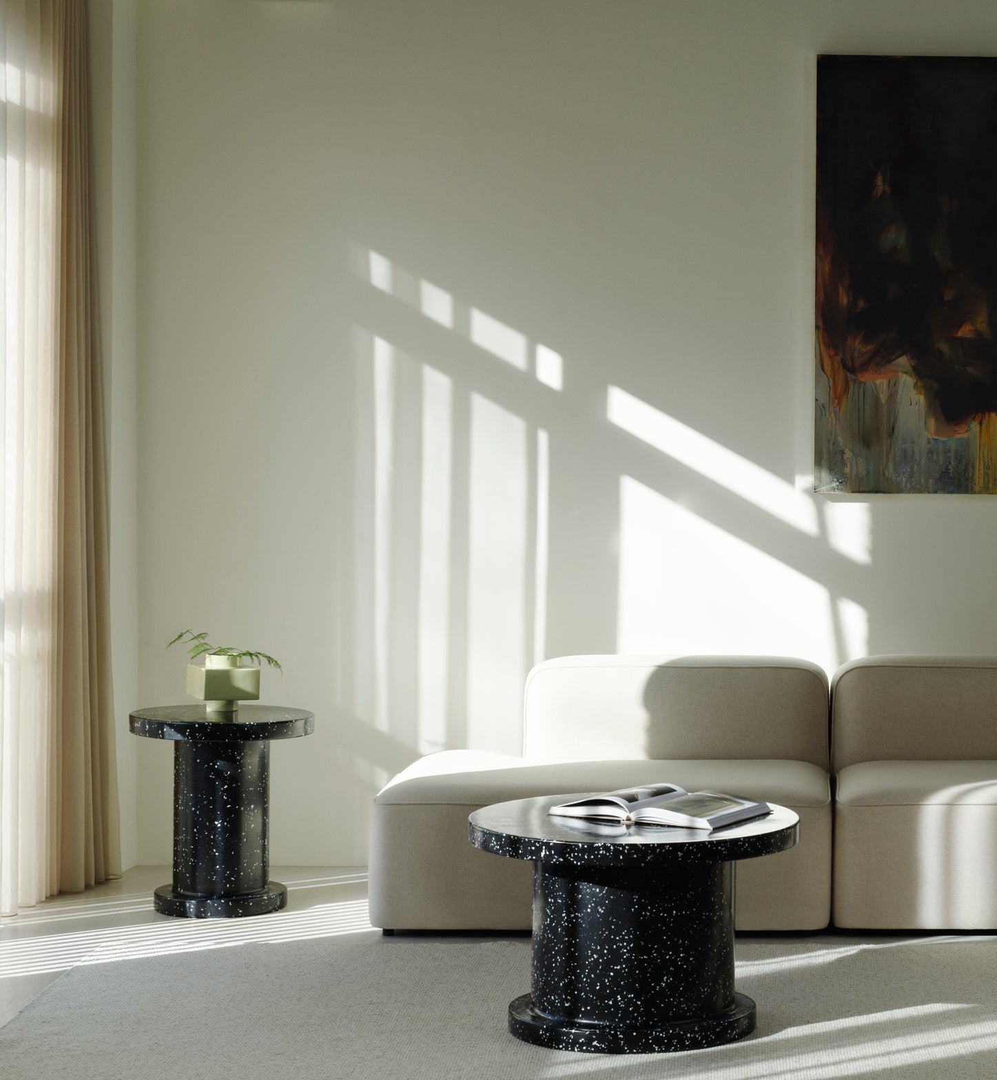 3-person modular sofa open right-sided upholstered ropes