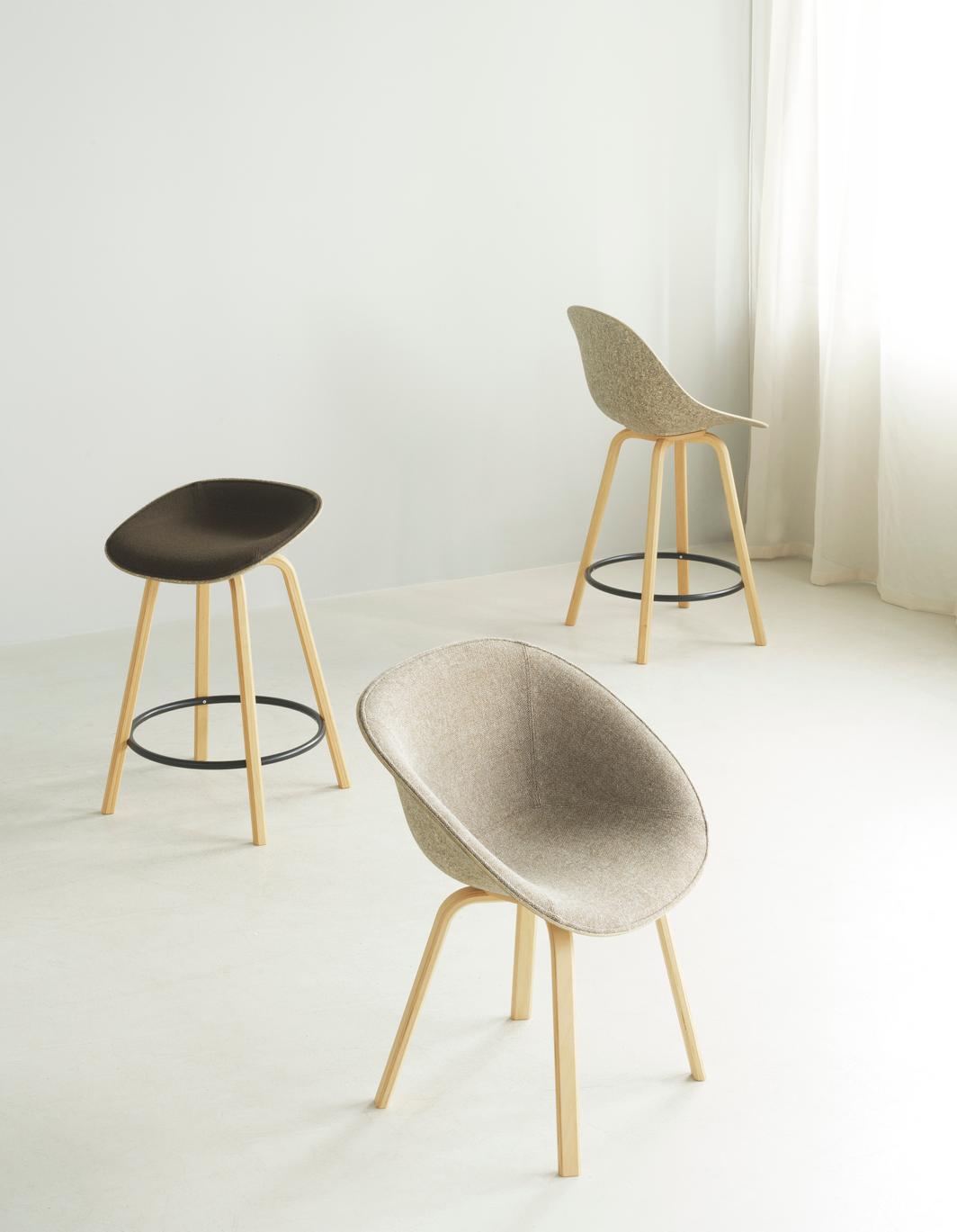 Bar chair Upholstered mats with beech base