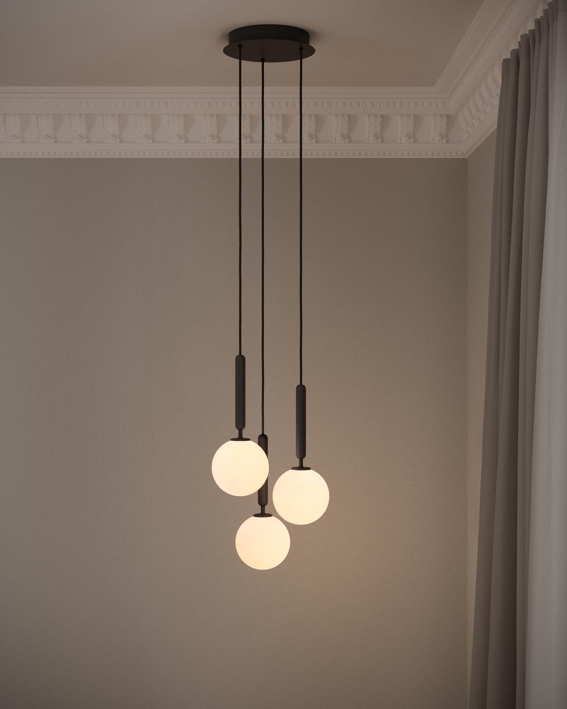 Závesná lampa MIIRA 3 grafitová s opálovým sklom