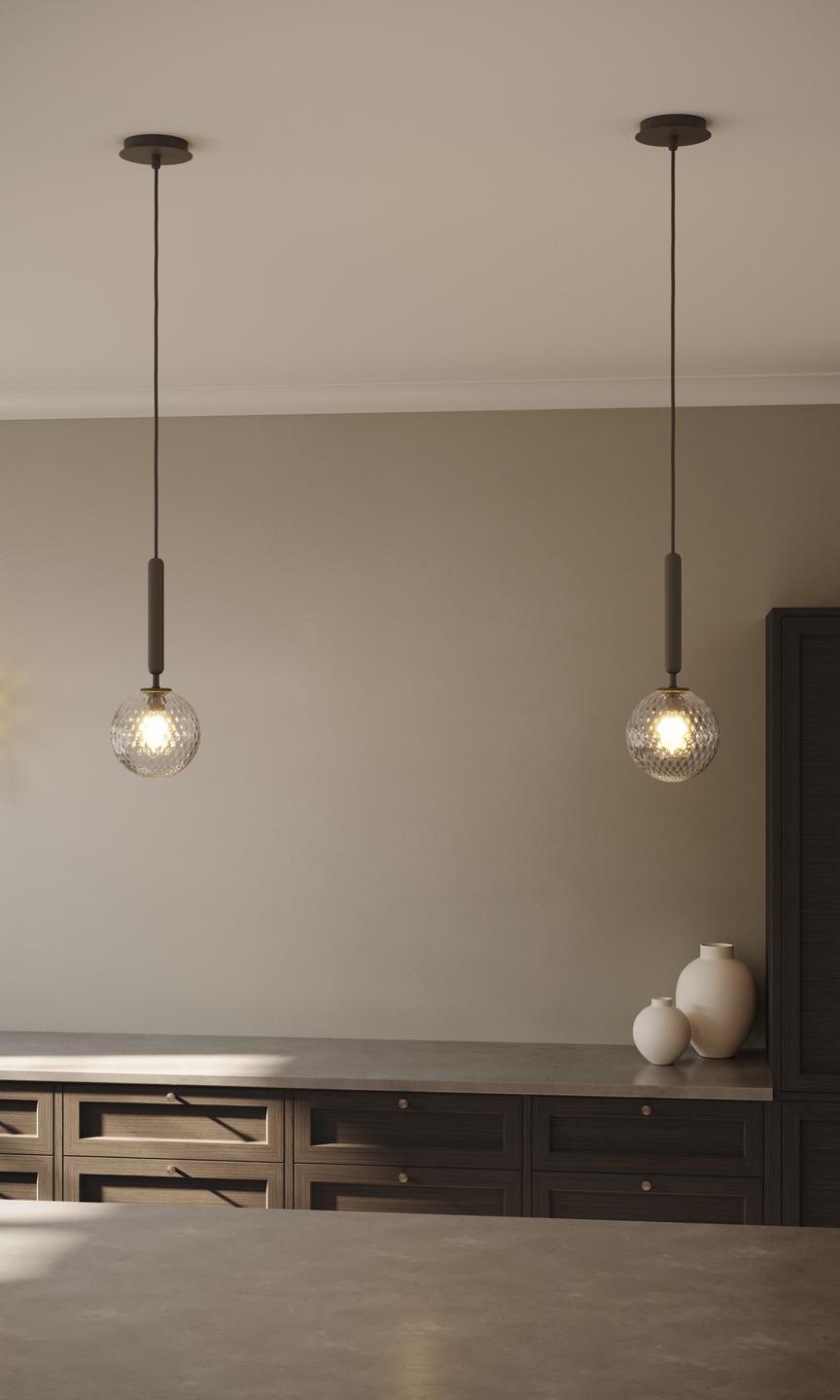 Závesná lampa MIIRA grafitová s priehľadným sklom