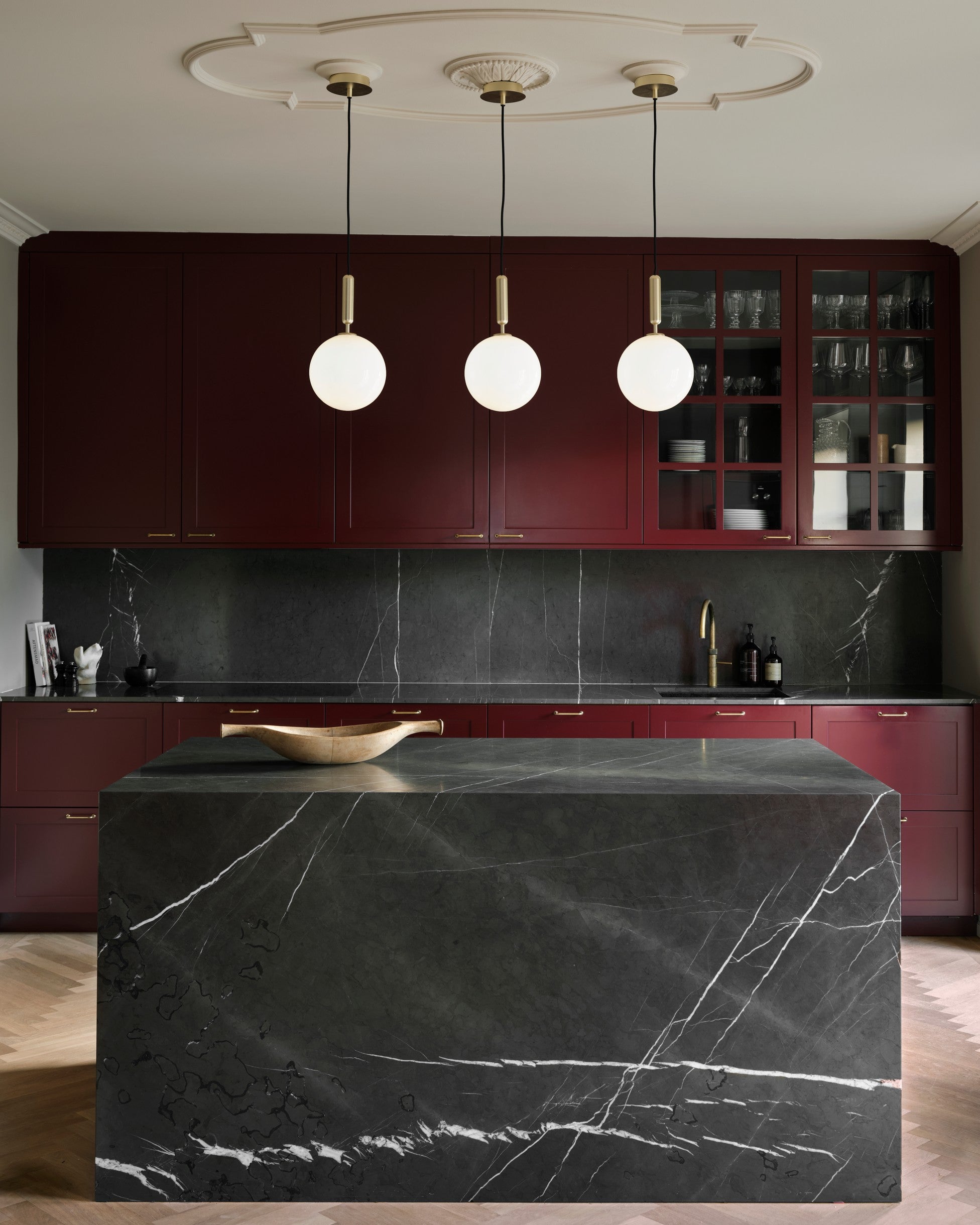 MIIRA Pendant Lamp in Brass with Opal Glass