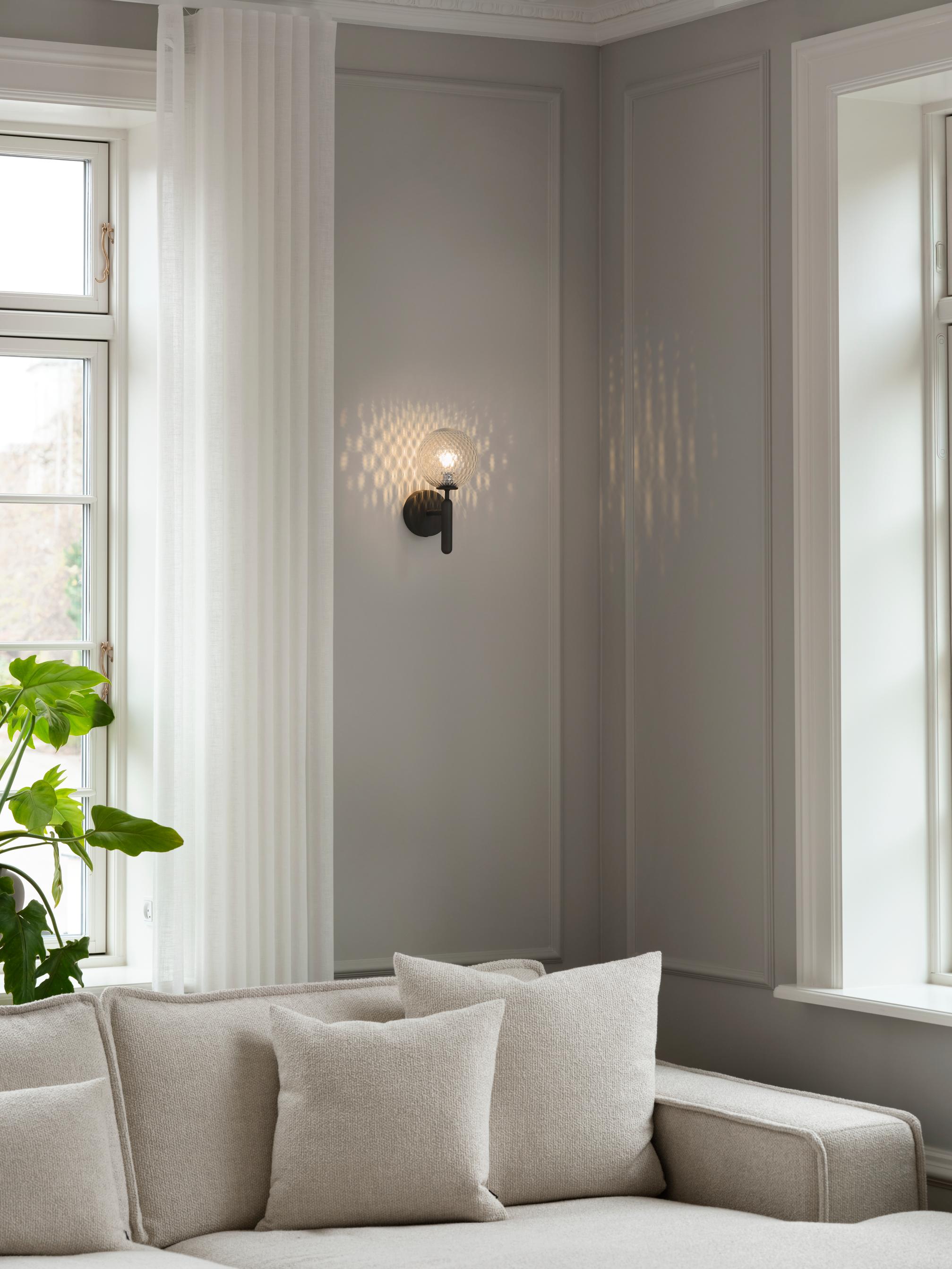 Nástenná lampa MIIRA grafitová s priehľadným sklom