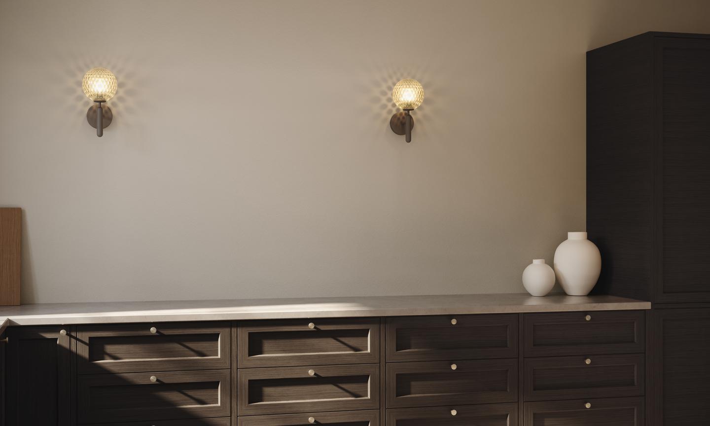Nástenná lampa MIIRA grafitová s priehľadným sklom