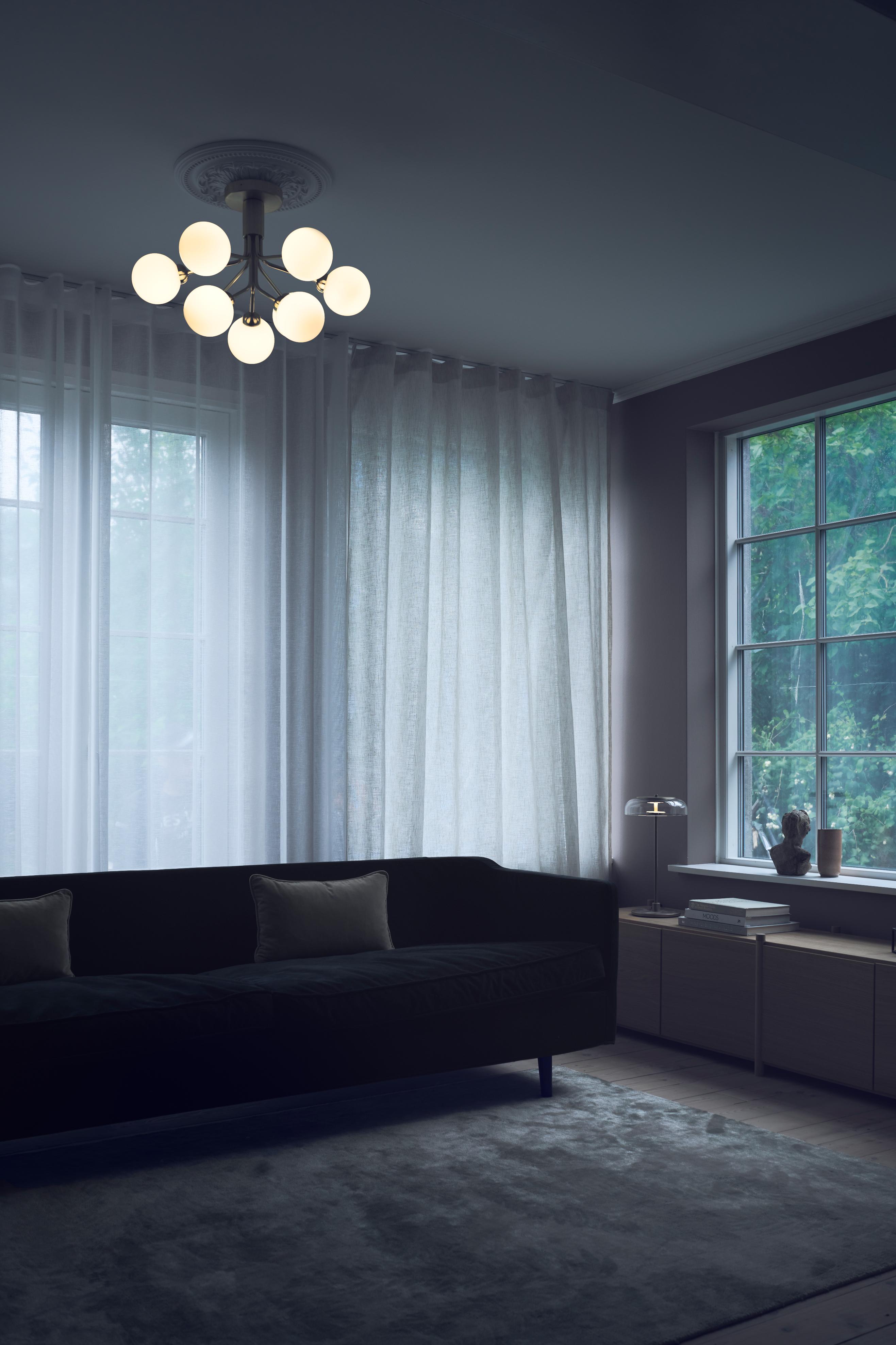 Lampa stropná APIALES 9 mosadzná s opálovým sklom [Antonina] [Amelia spr]