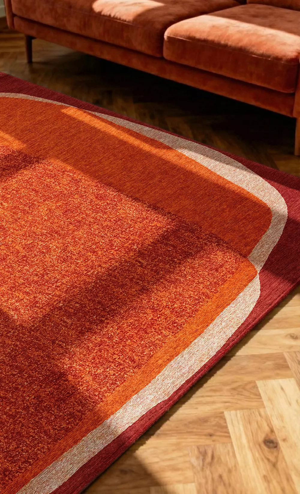 Koberec MARBLE oranžový s bordovou a béžovou
