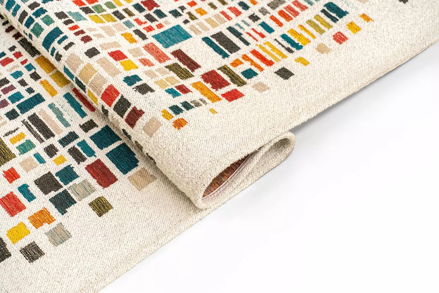 CUBIK Beige Rug with Colorful Pattern