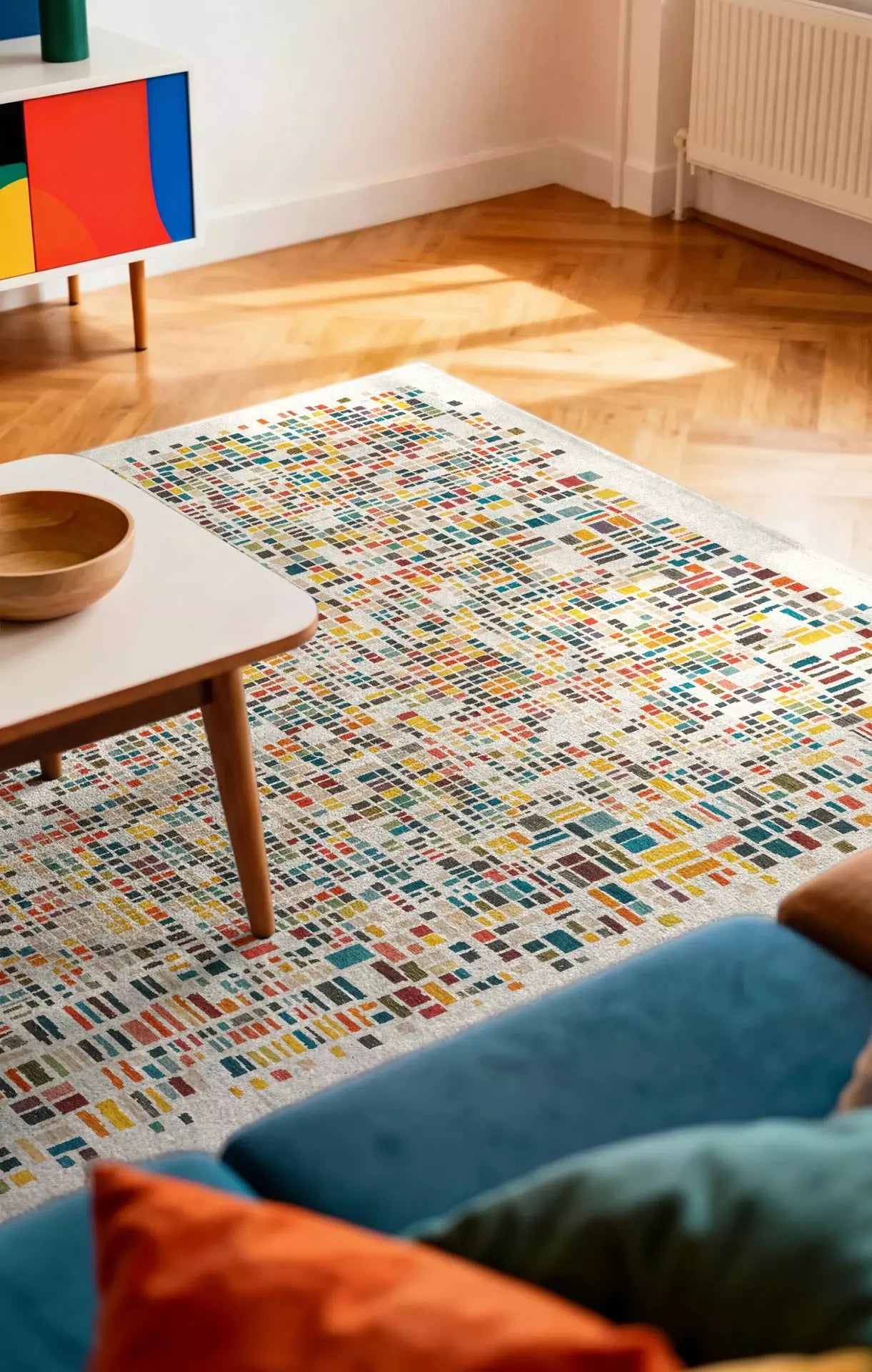 CUBIK Beige Rug with Colorful Pattern