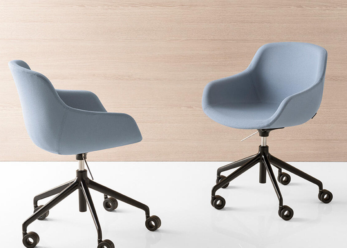 Upholstered office chair IGLOO with a white base