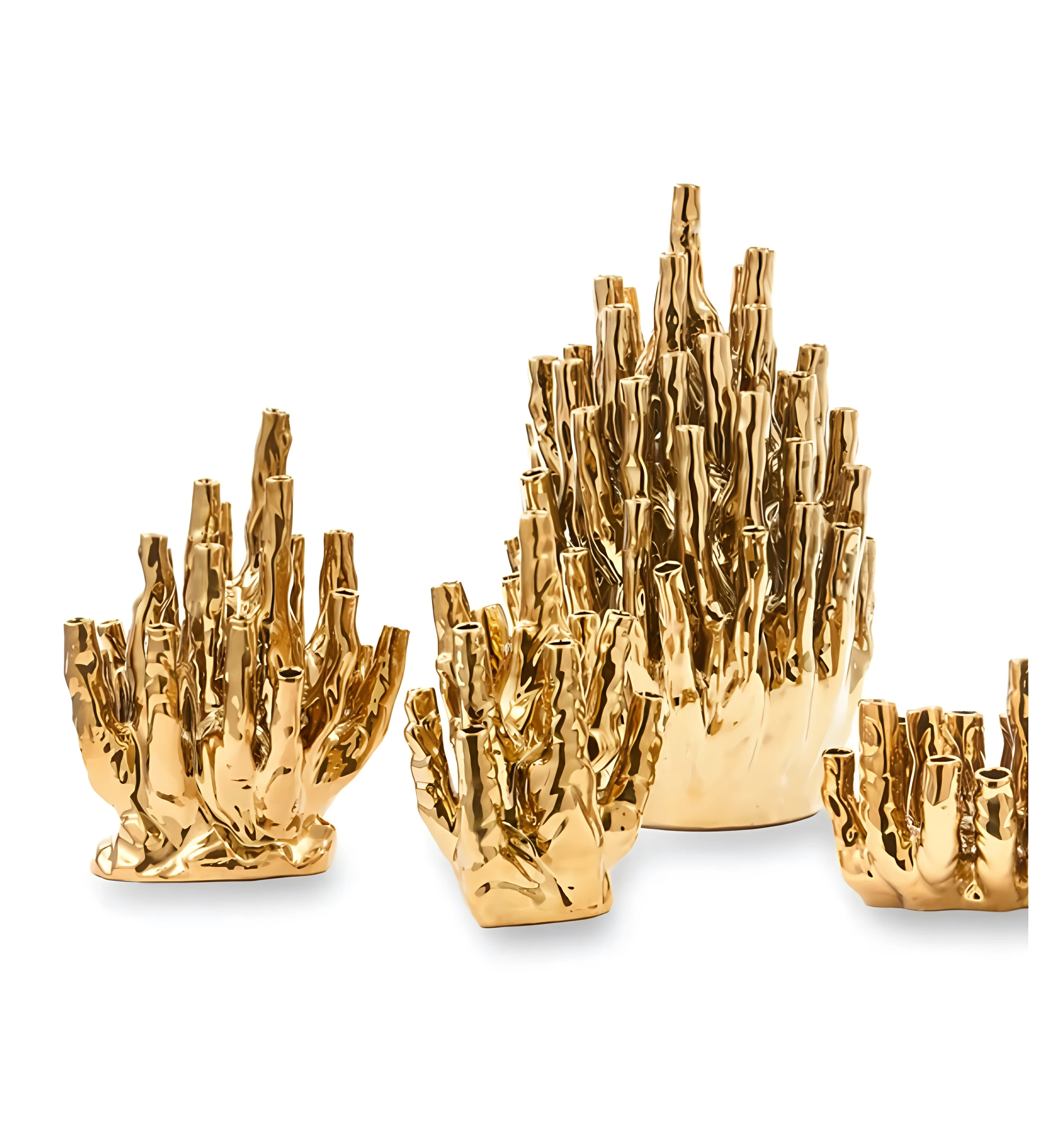 CORAL Vase 20-TULIPS gold