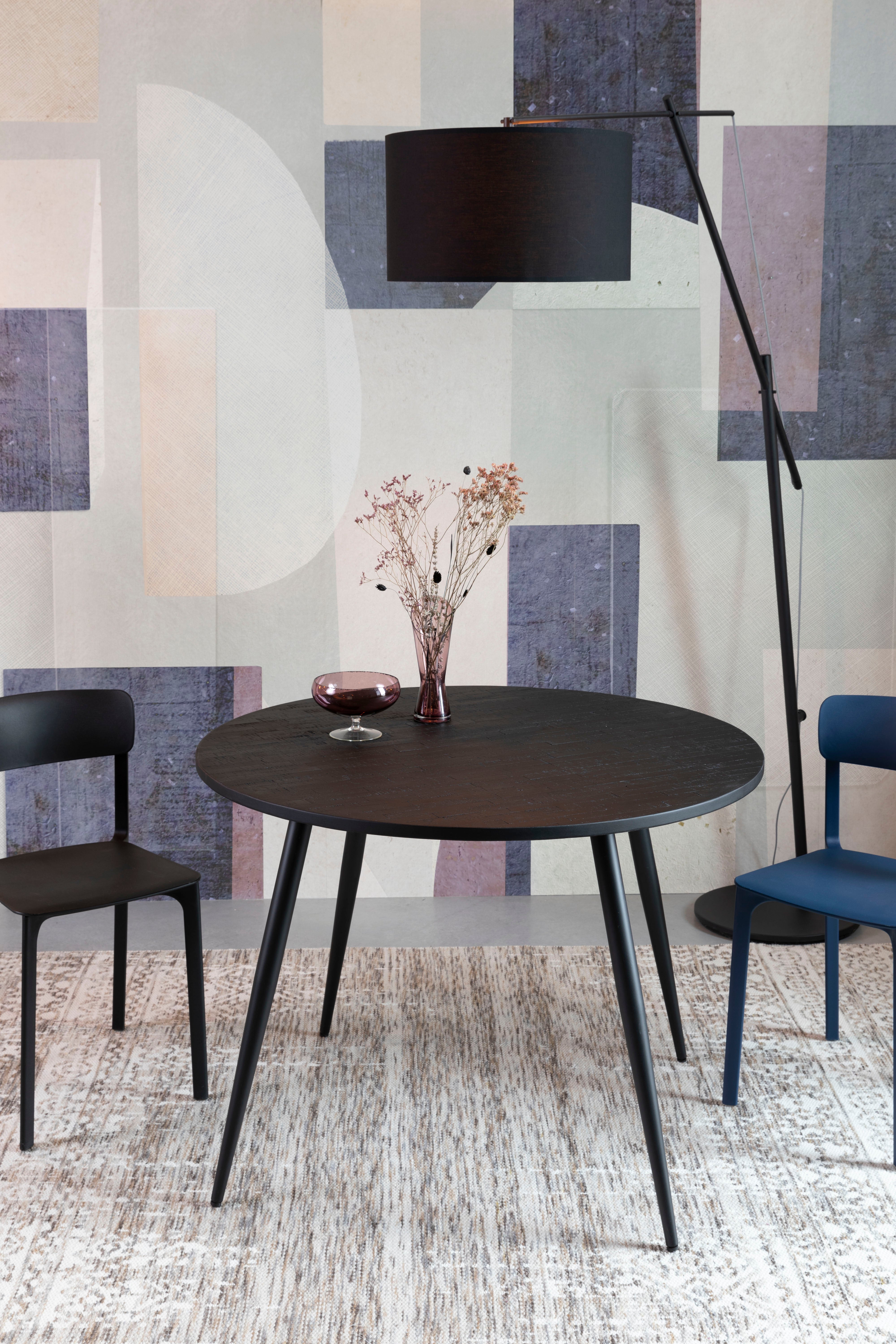 Okrúhly stôl MO z čierneho teakového dreva