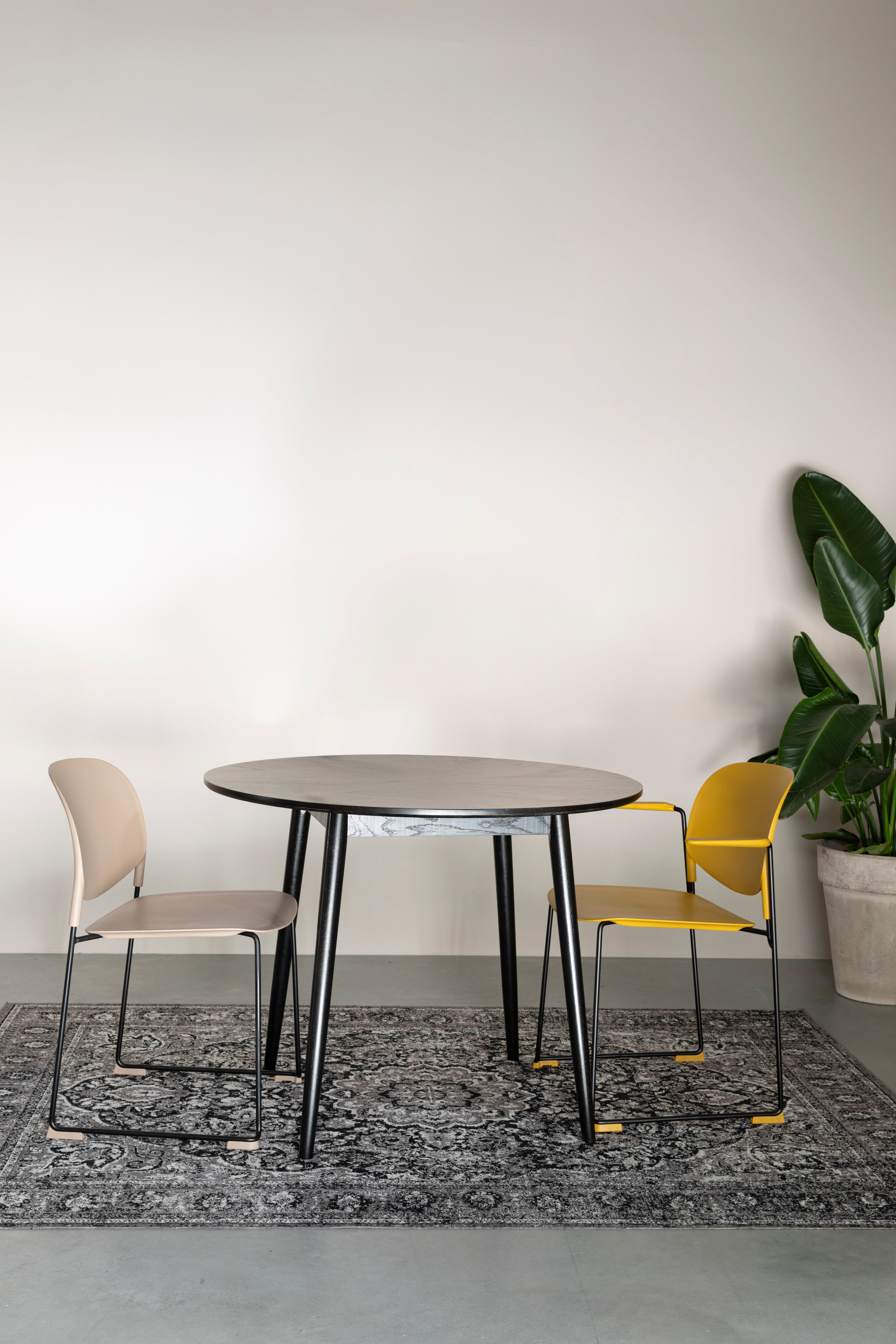 Stół okrągły FABIO czarny fornir dębowy