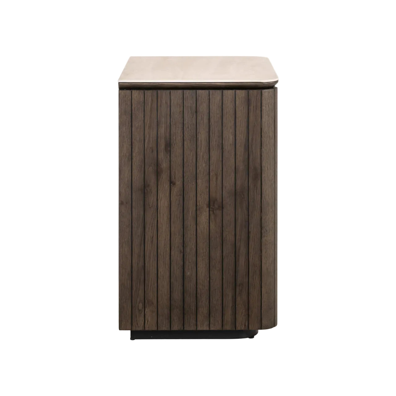RITZ Nightstand brown veneer with beige ceramic top