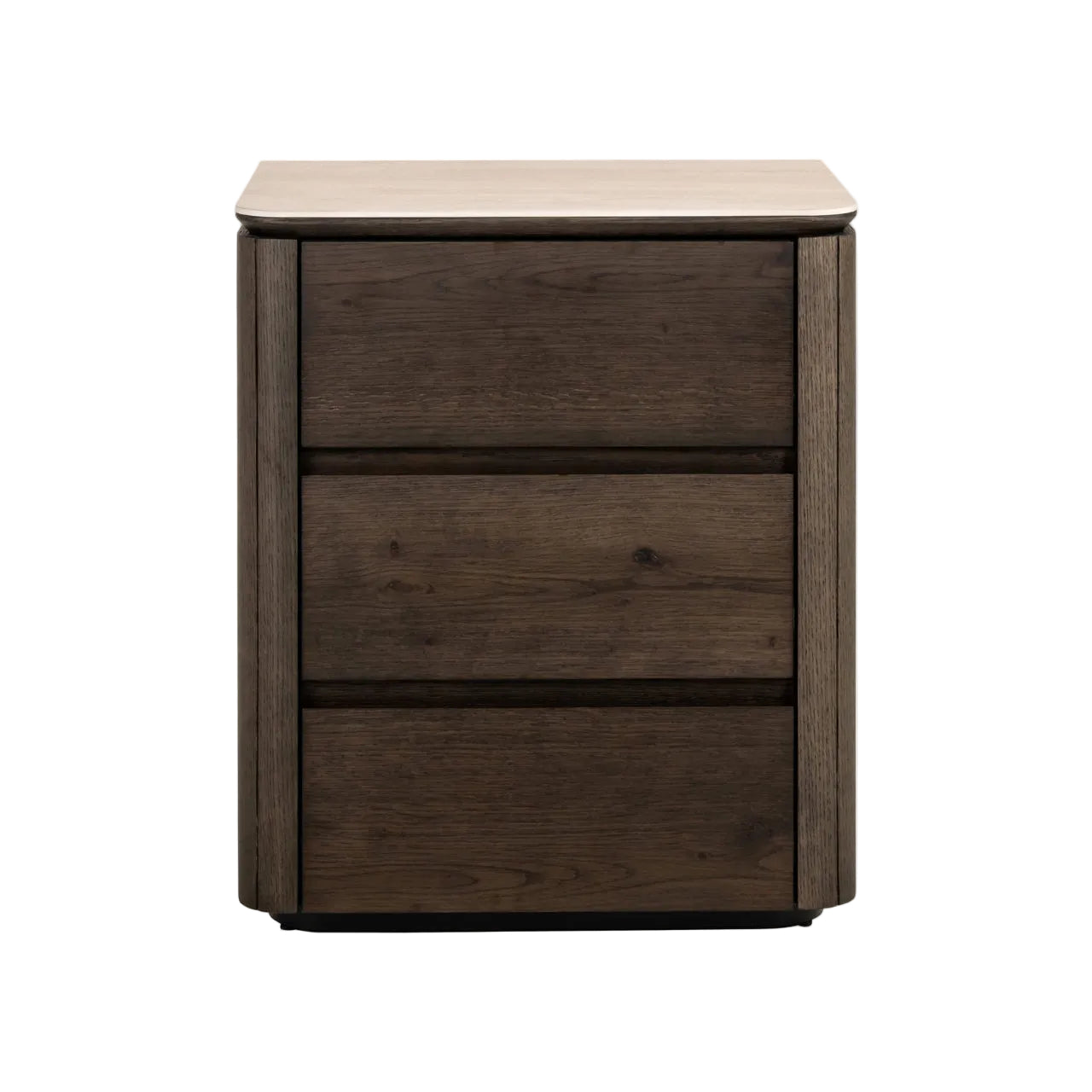RITZ Nightstand brown veneer with beige ceramic top
