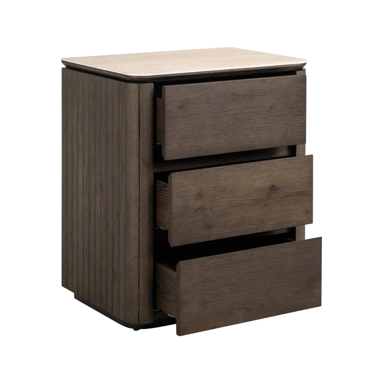 RITZ Nightstand brown veneer with beige ceramic top