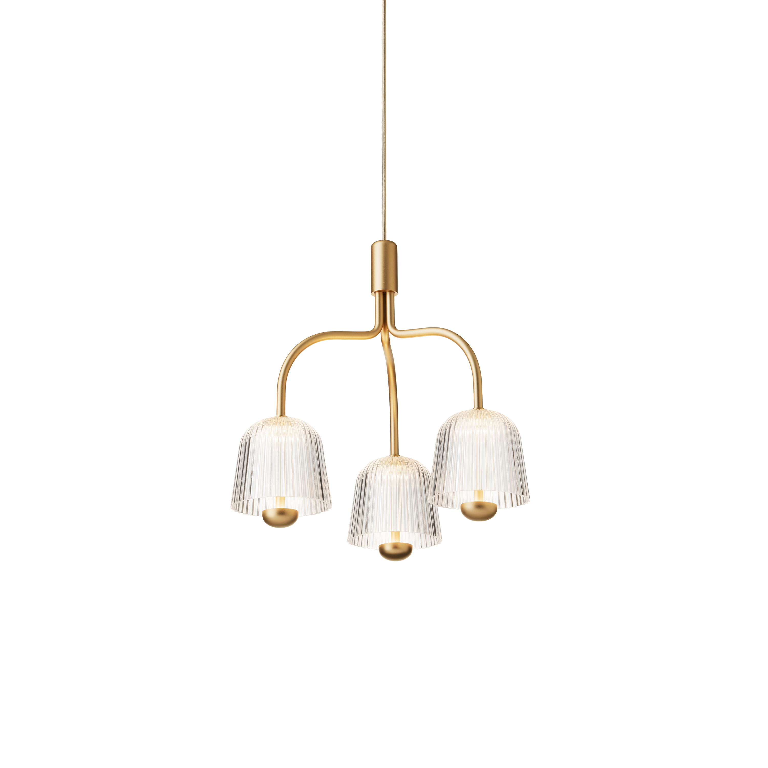 Lampa visiacá ASTEEA 3 zlatá s transparentnou