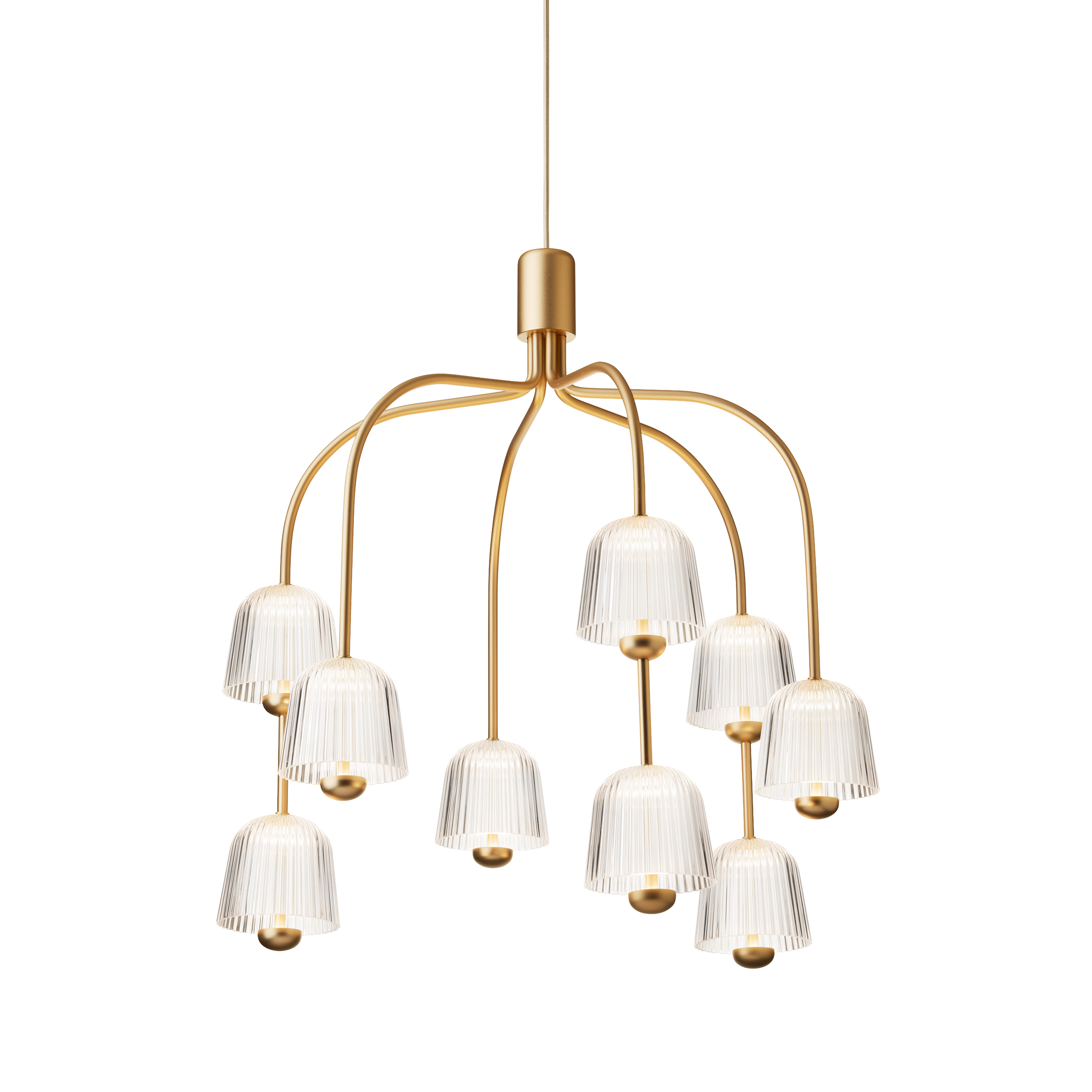 ASTEEA 9 Gold Chandelier with Transparent Finish