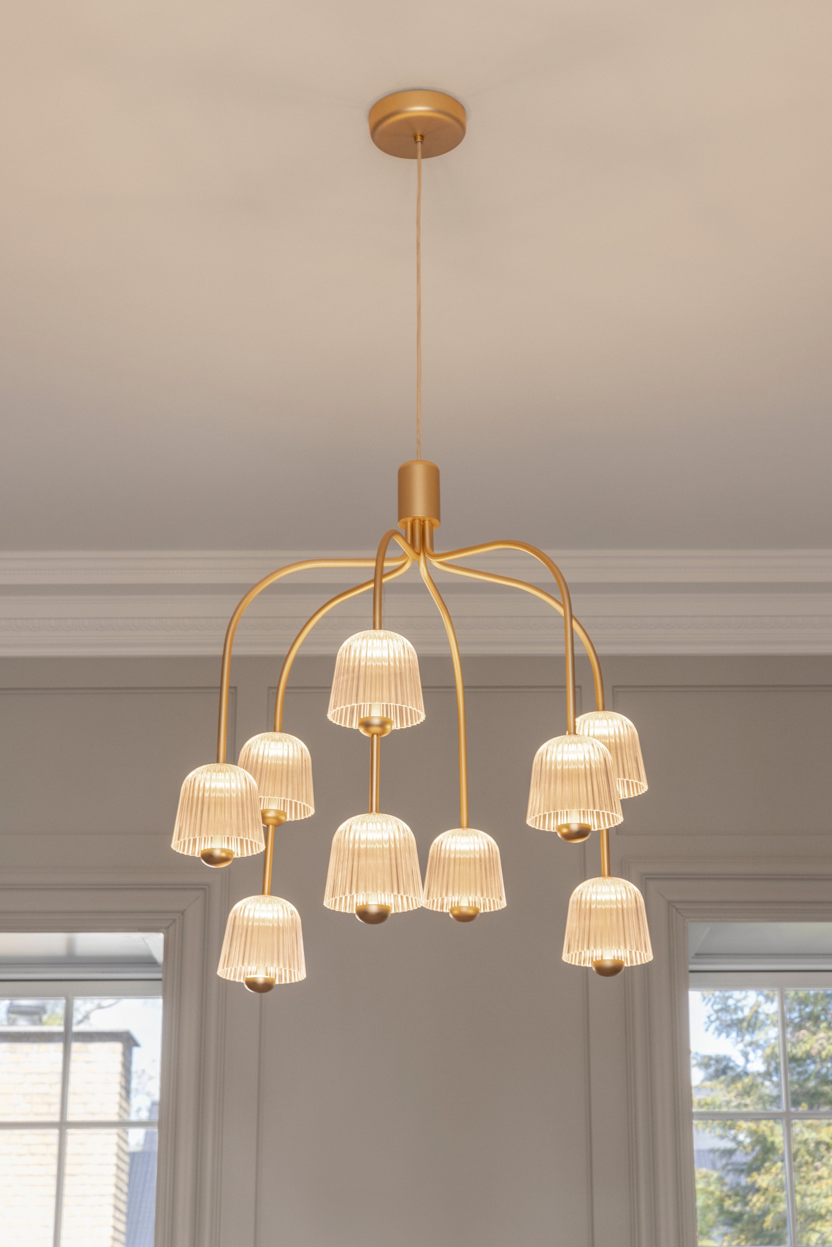ASTEEA 9 Gold Chandelier with Transparent Finish