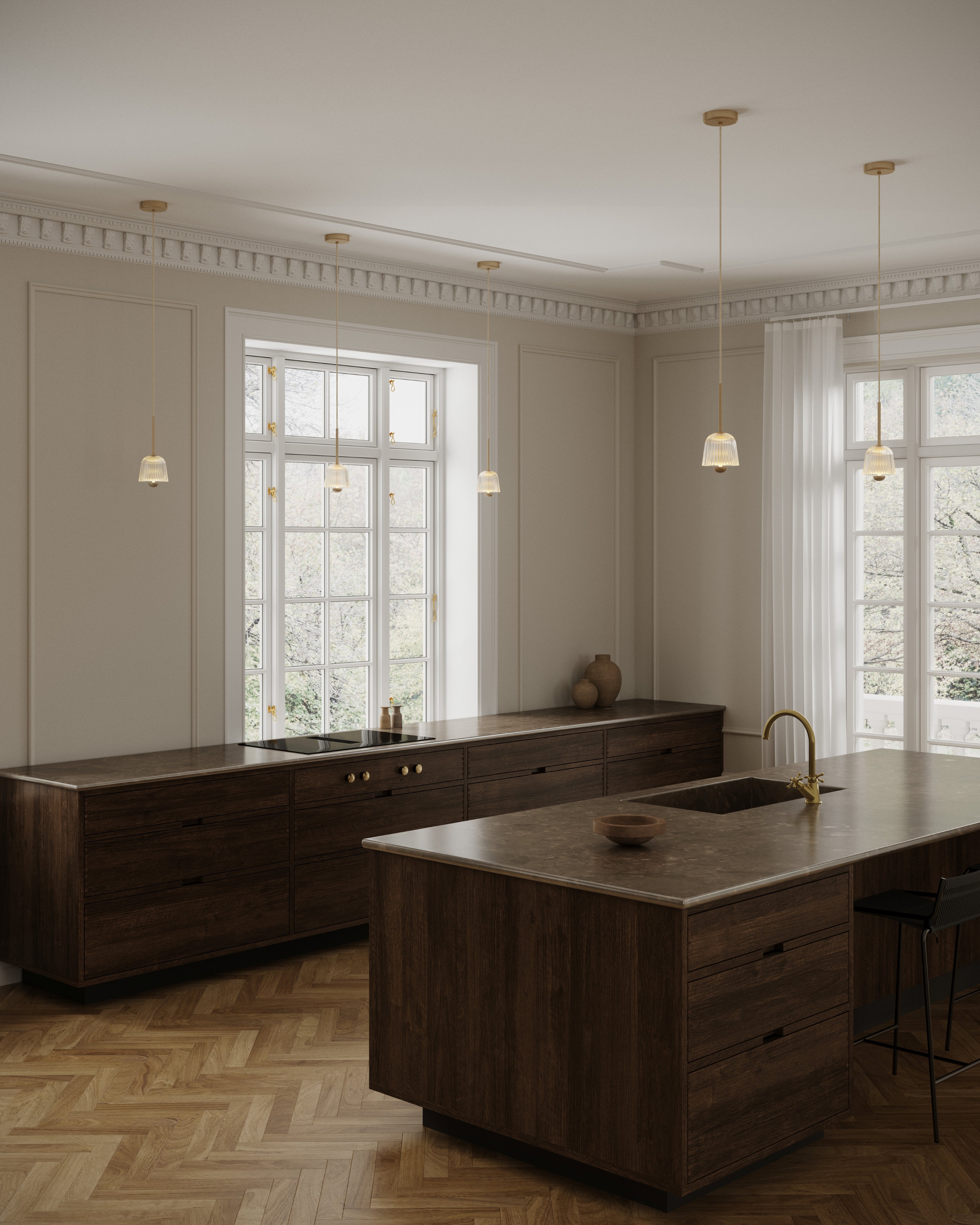 ASTEEA Pendant Lamp in Gold with Transparent Finish