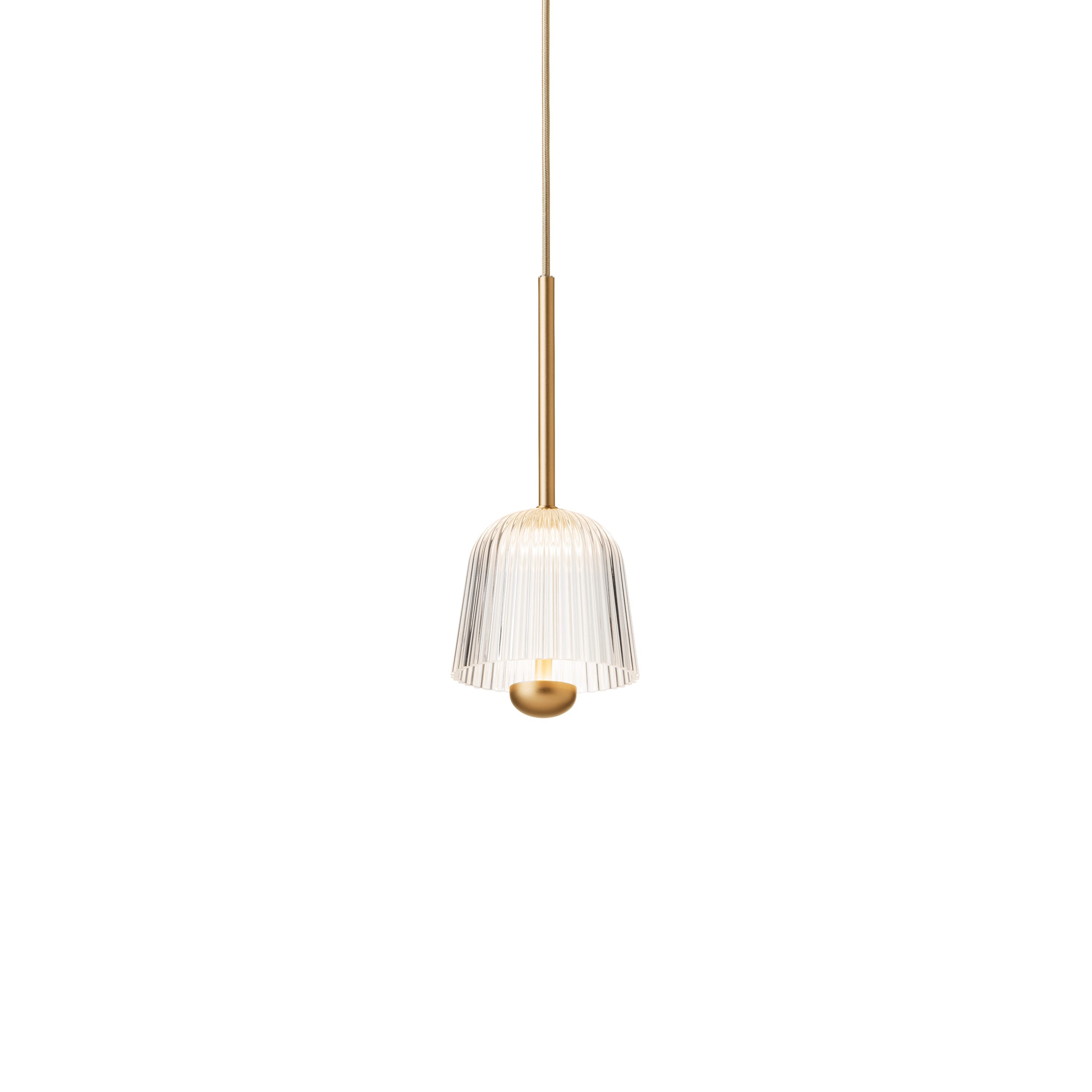 Zlatá závesná lampa ASTEEA s transparentným sklom