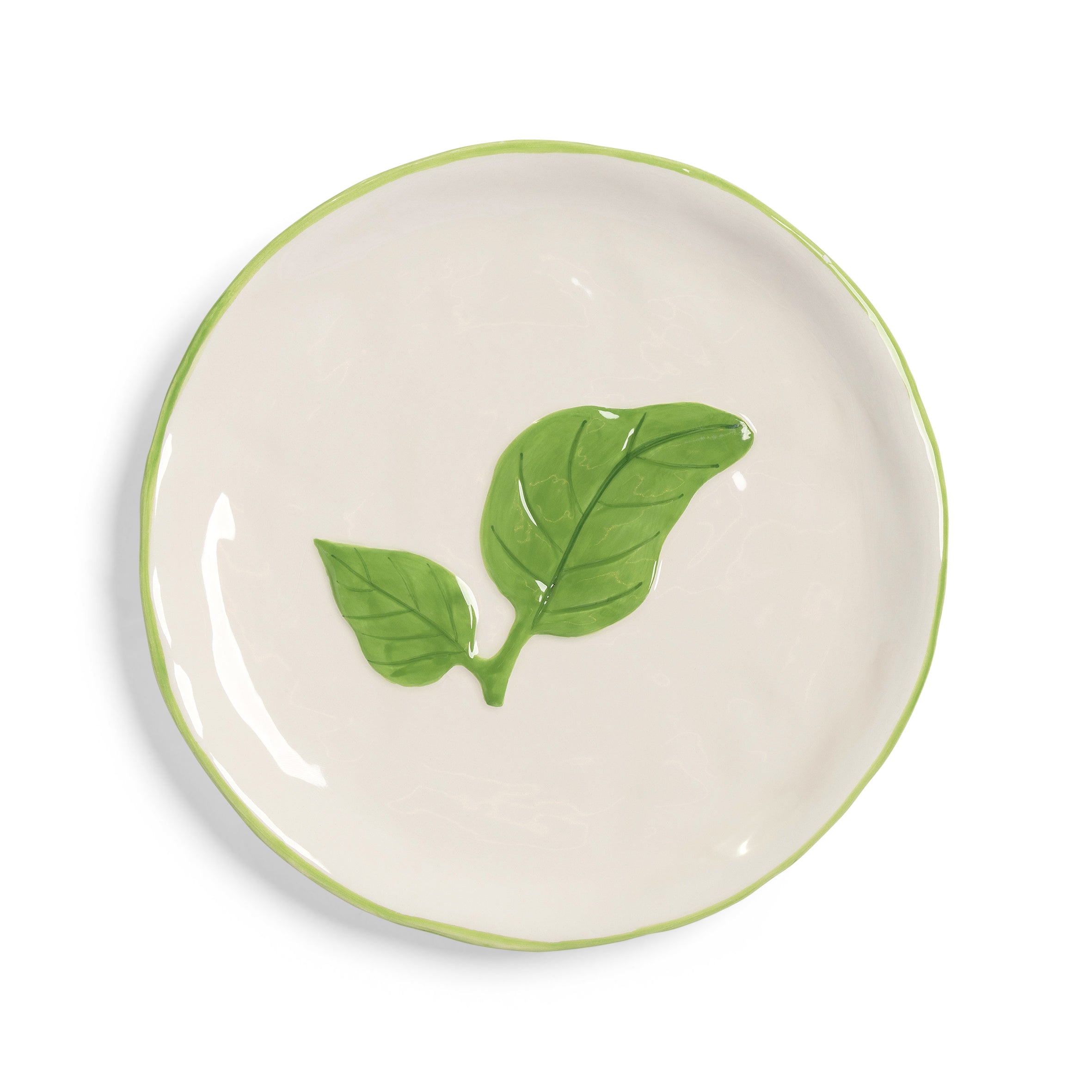 White BASIL colander with green base