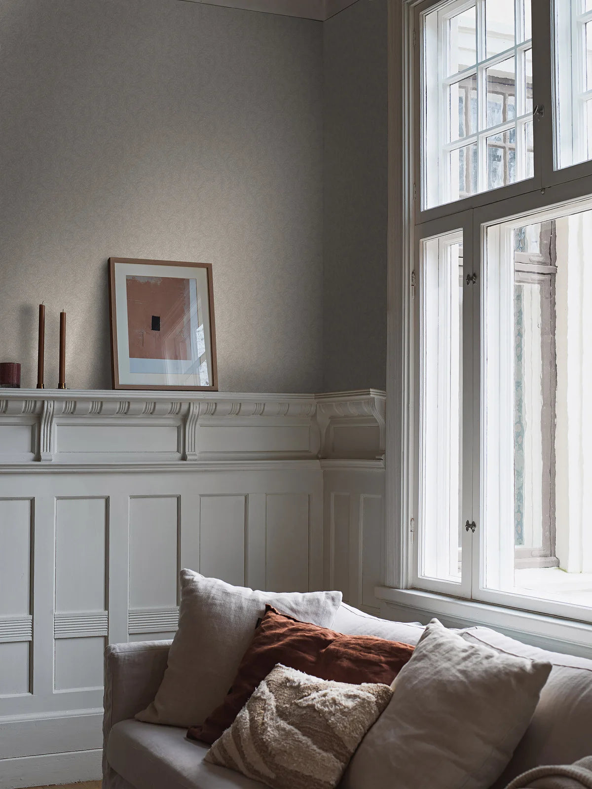 Wild Ferns Beige Leaf Pattern Wallpaper