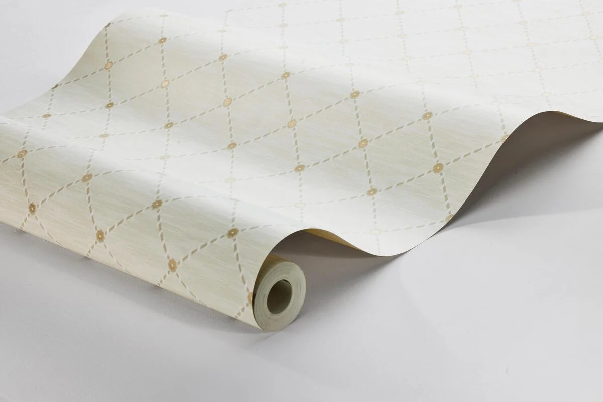 Tapeta s geometrickým motívom GOLDEN TRELLIS krémová so zlatou