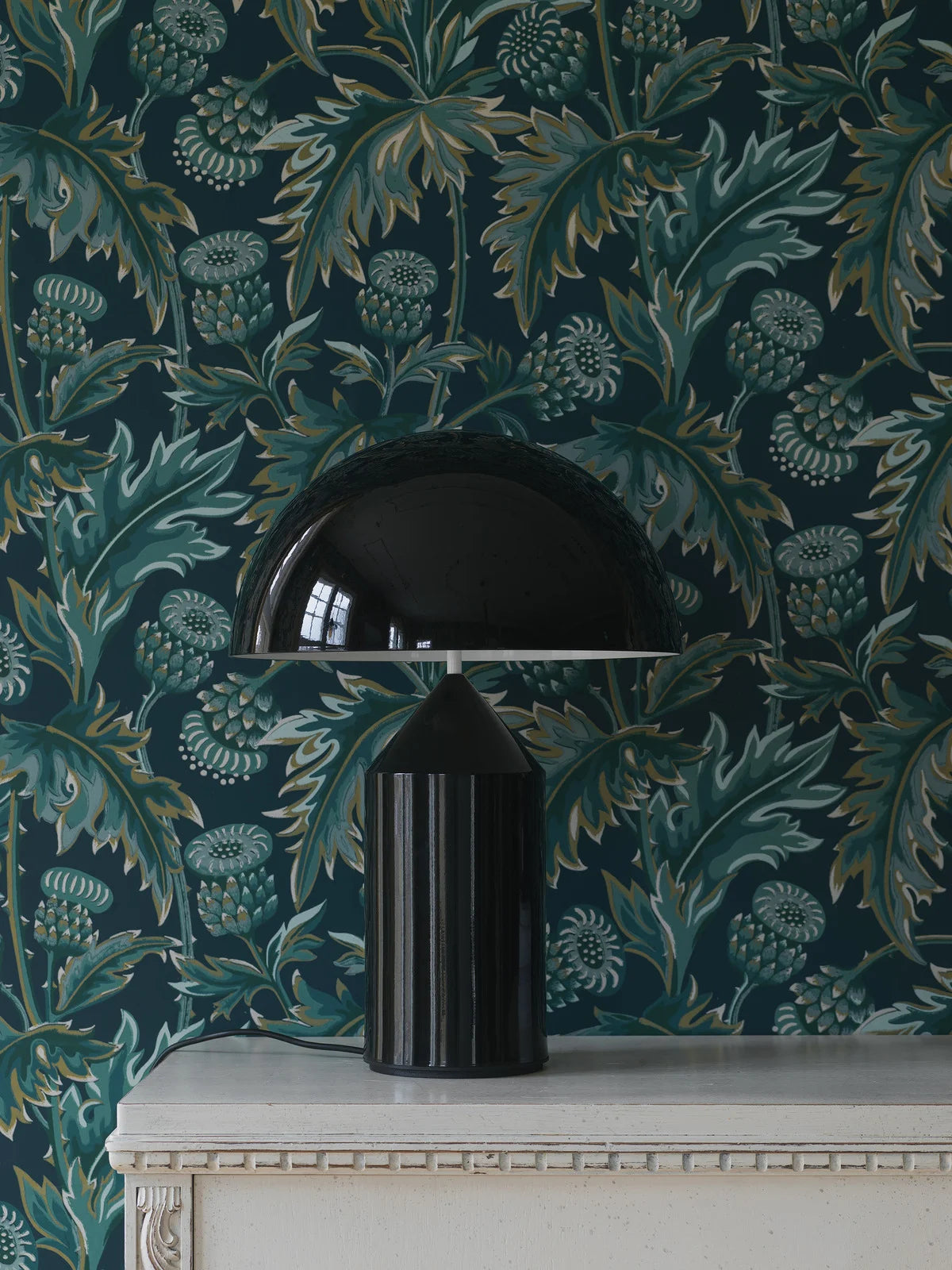 Treasured Thistle Blue and Green Floral Wallpaper