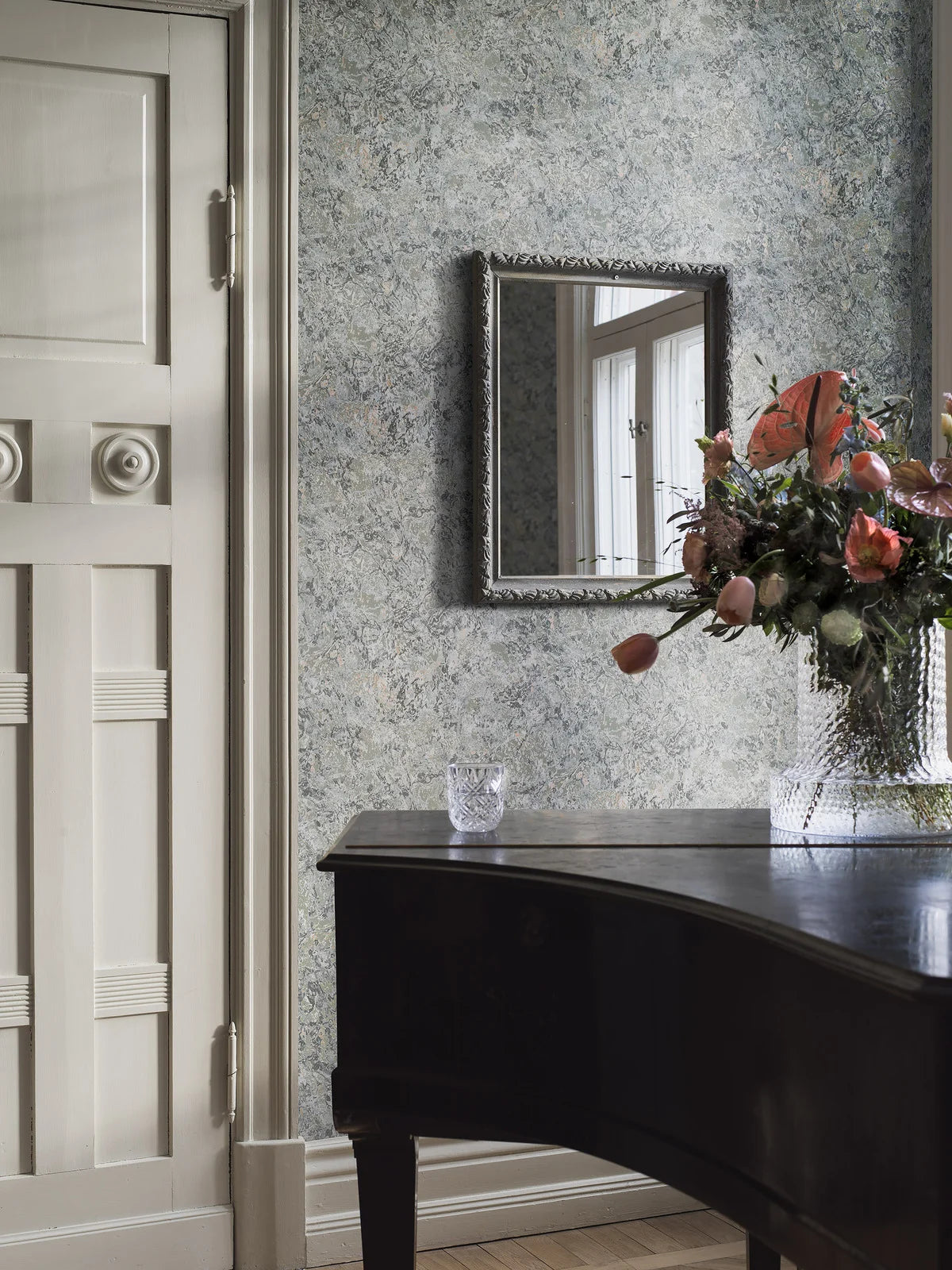 TRAVERTINE marble effect wallpaper muted green
