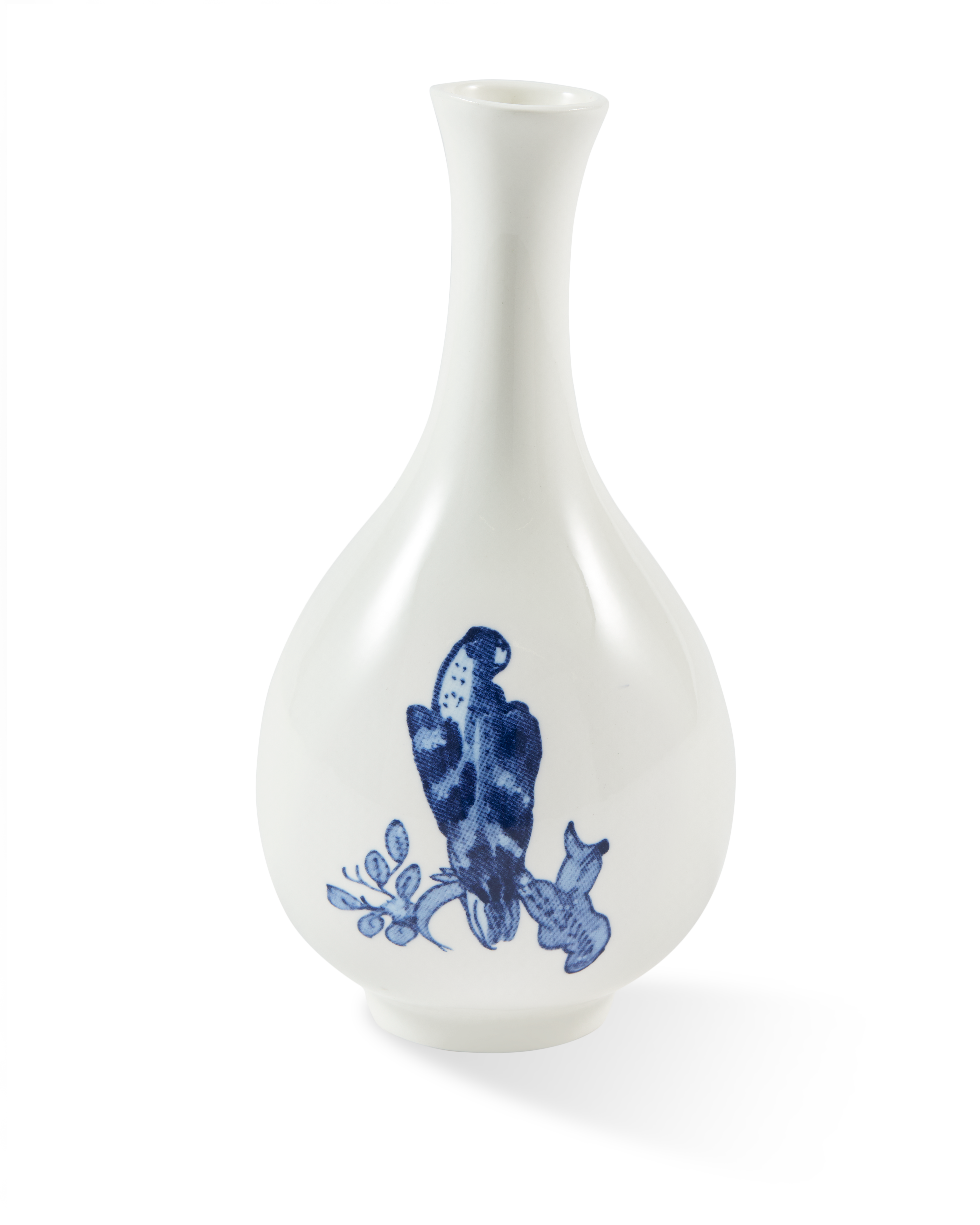 Váza MALÝ VTÁK biela so žltou a modrou