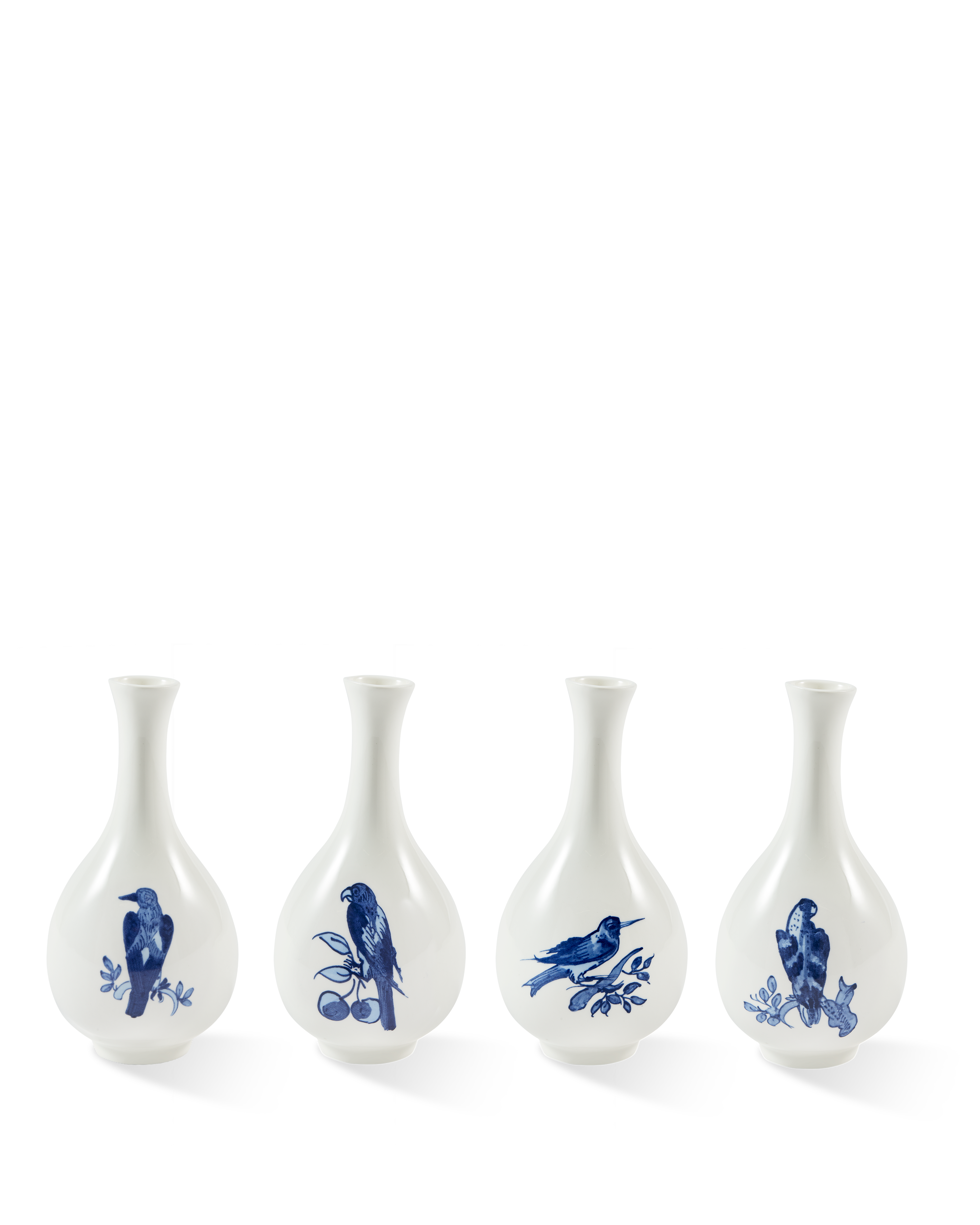 Váza MALÝ VTÁK biela so žltou a modrou