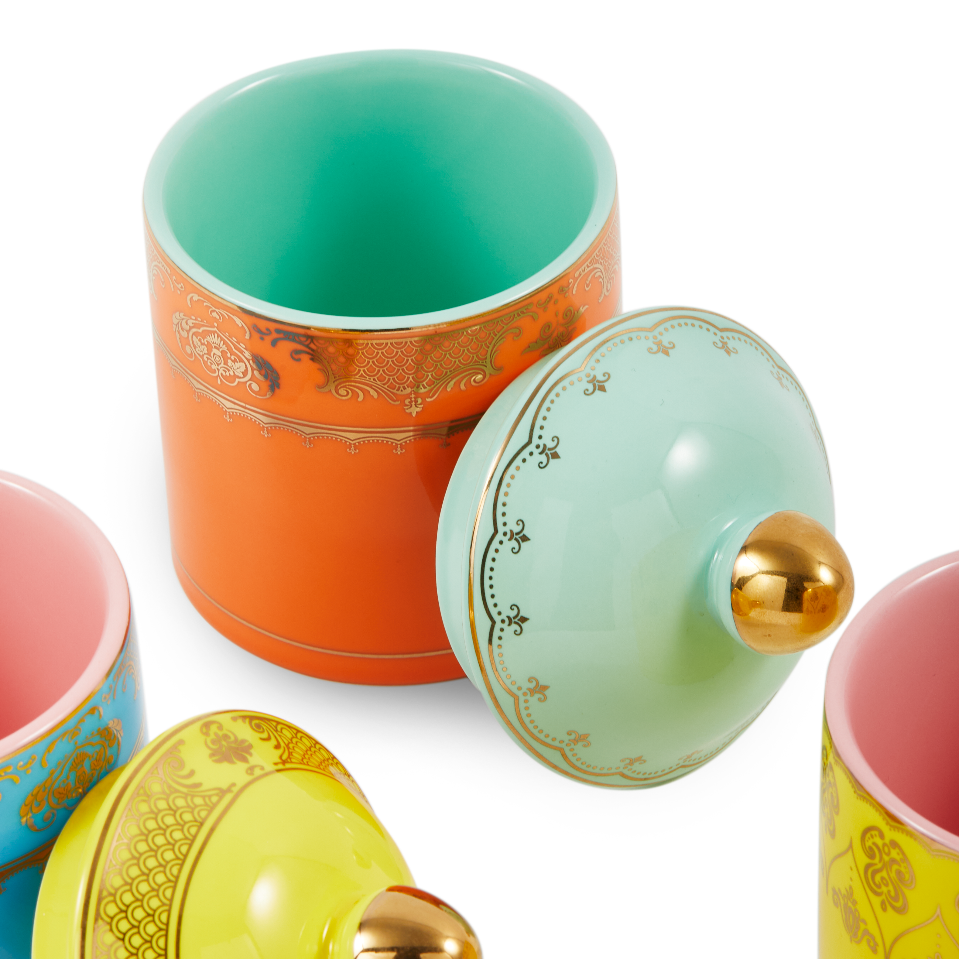 Porcelánový pohár GRANDPA oranžový s mätou