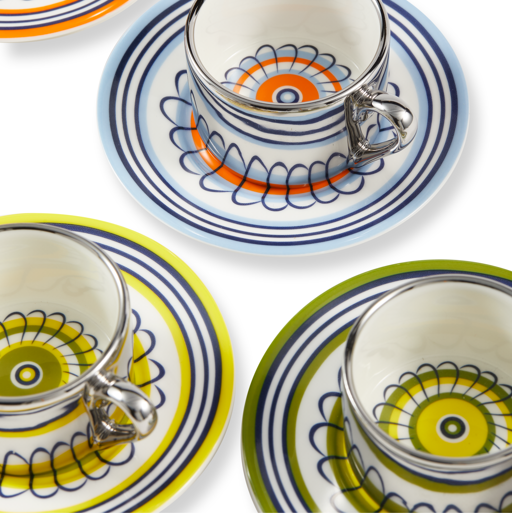 Súprava šálok na espresso FLORAL žltá a olivová