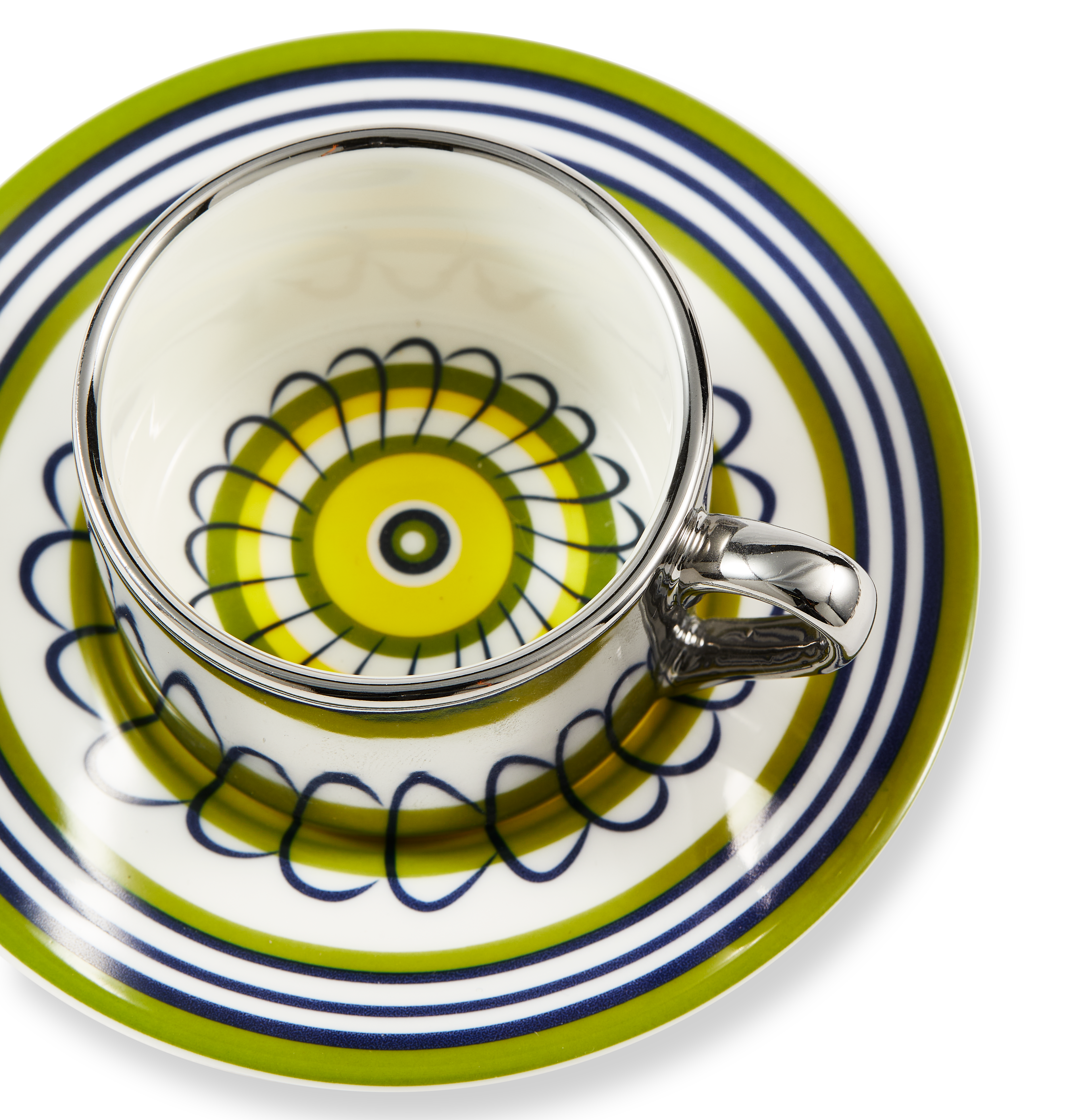 Súprava šálok na espresso FLORAL žltá a olivová