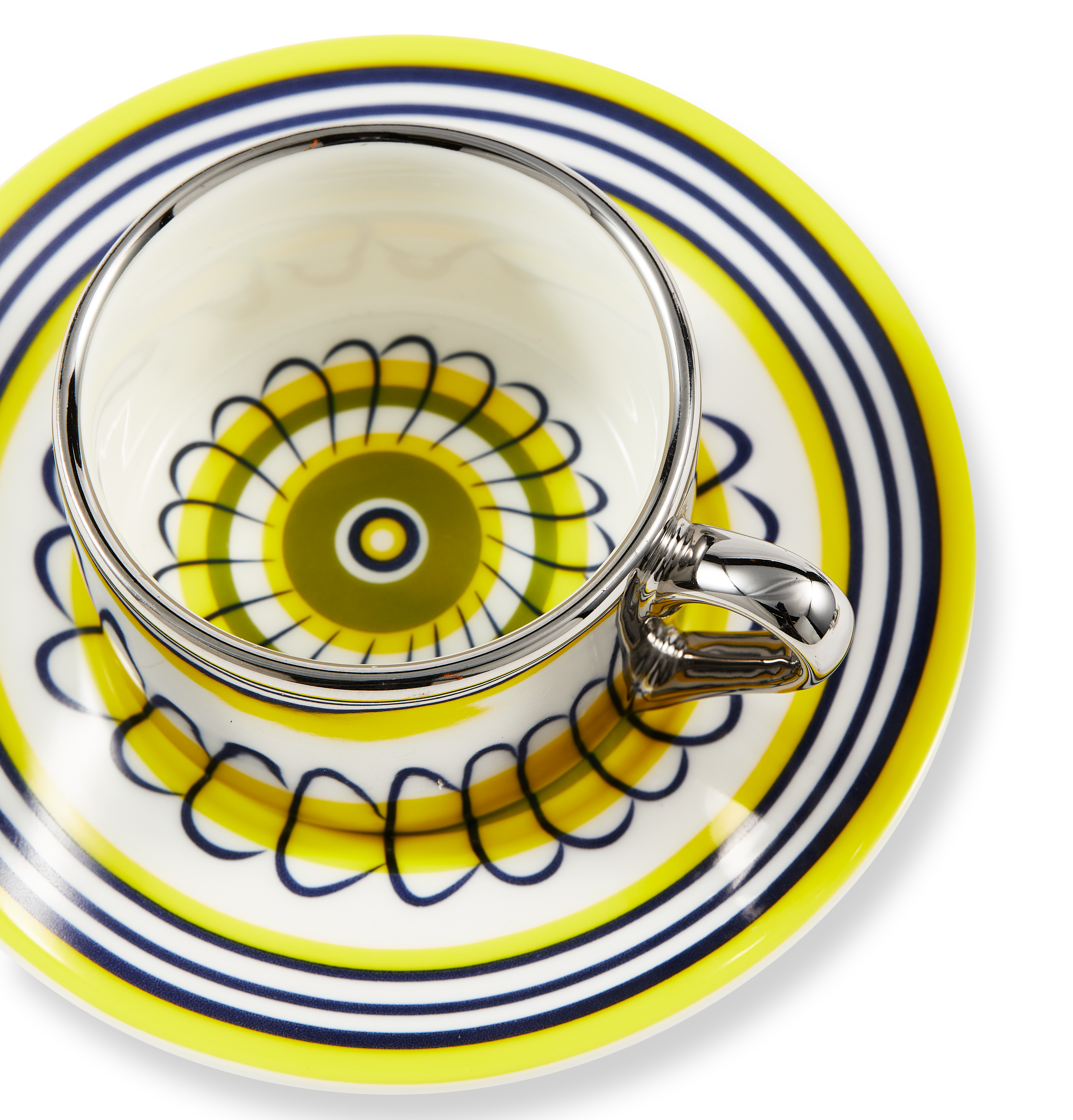 Súprava šálok na espresso FLORAL žltá a olivová