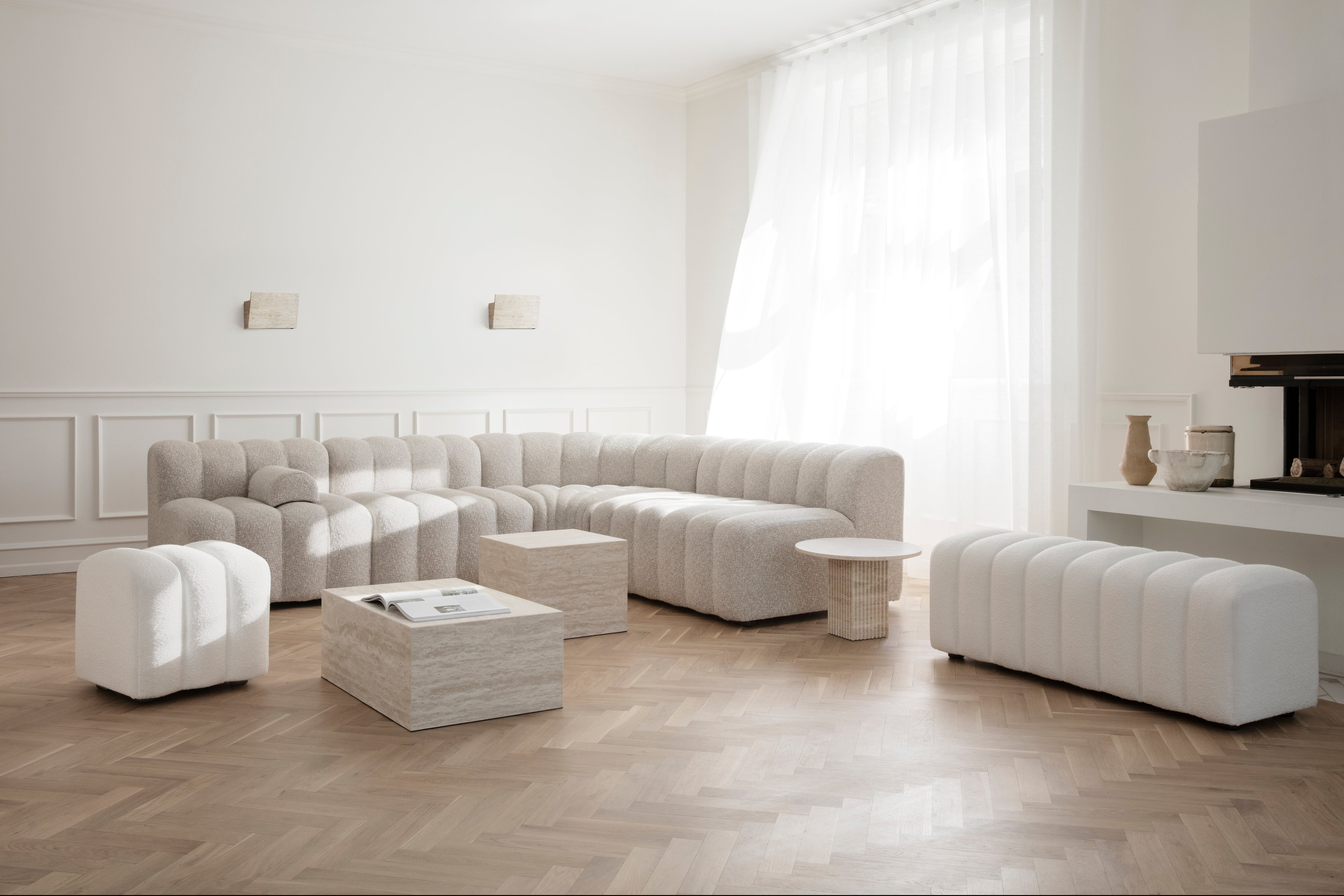 Stolik boczny CUBISM szary trawertyn