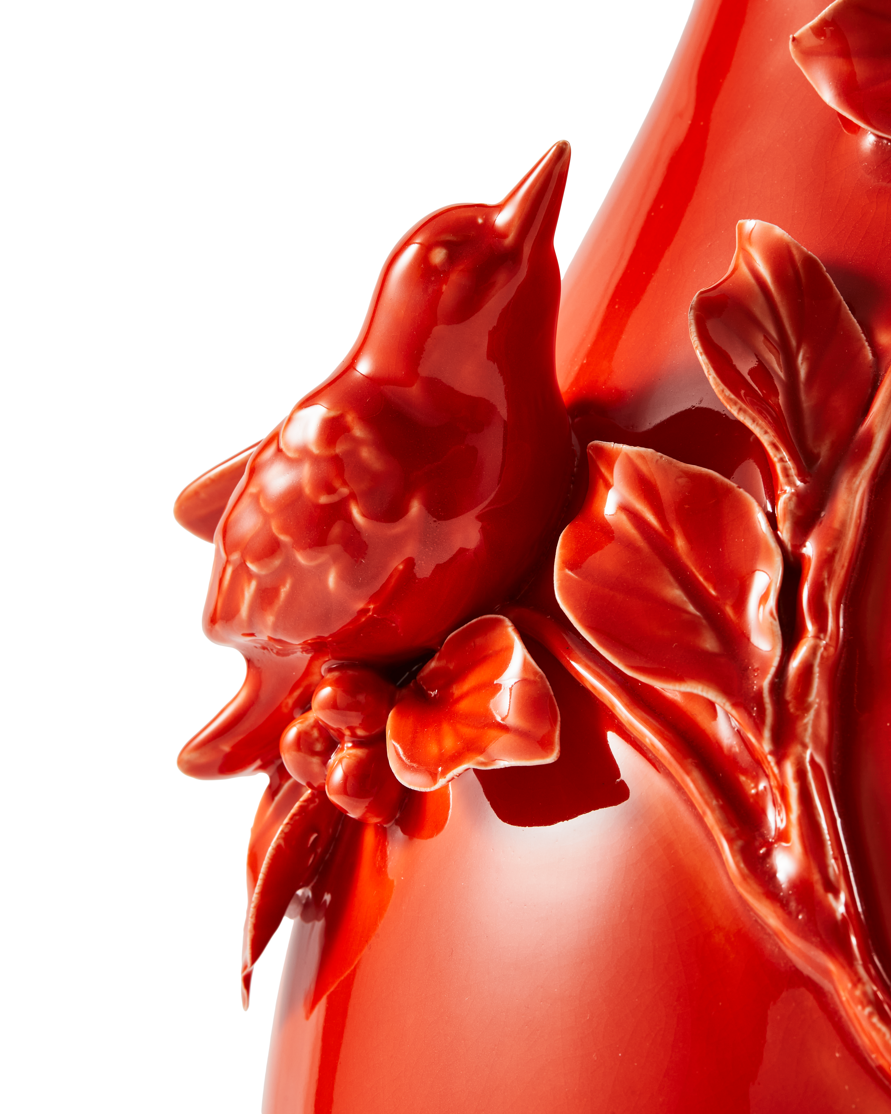 Váza 3D VTÁKY tmavá oranžová