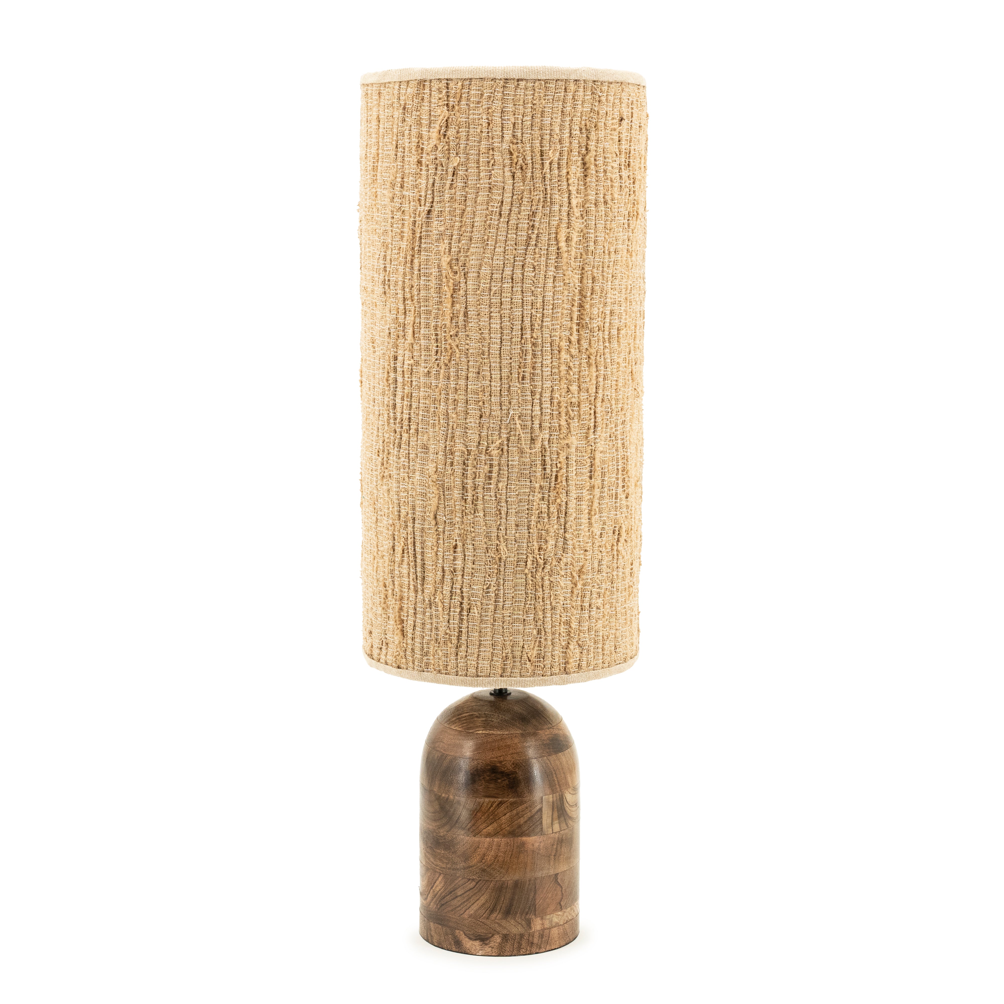 Stolná lampa GADJA juta s dreveným podstavcom