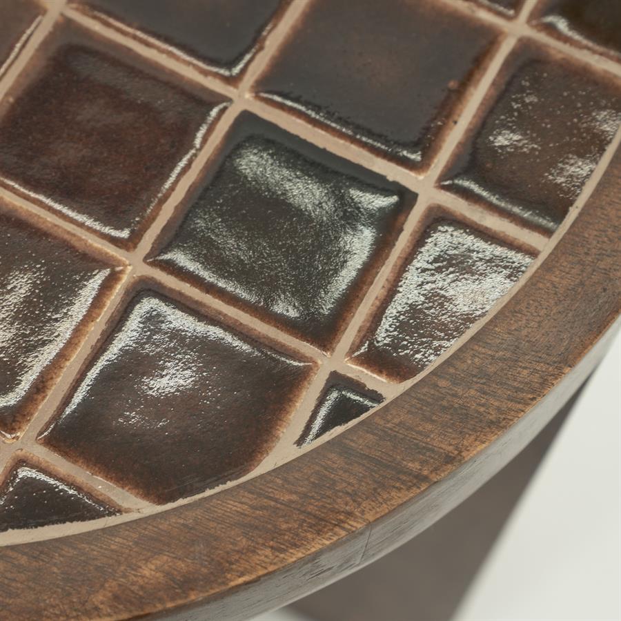 TILED UP Side Table Dark Brown Mango Wood
