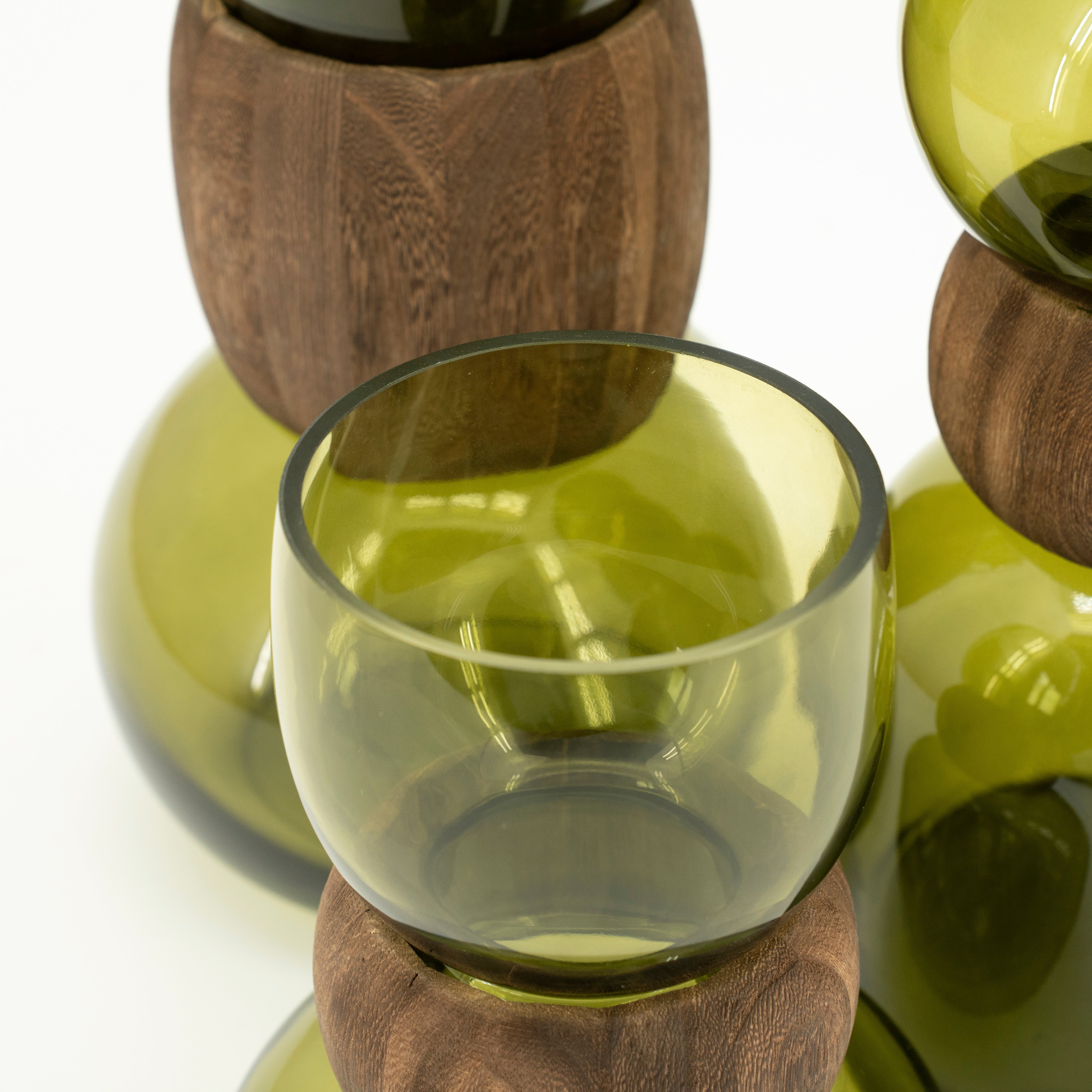 VERRA vase green glass with wood