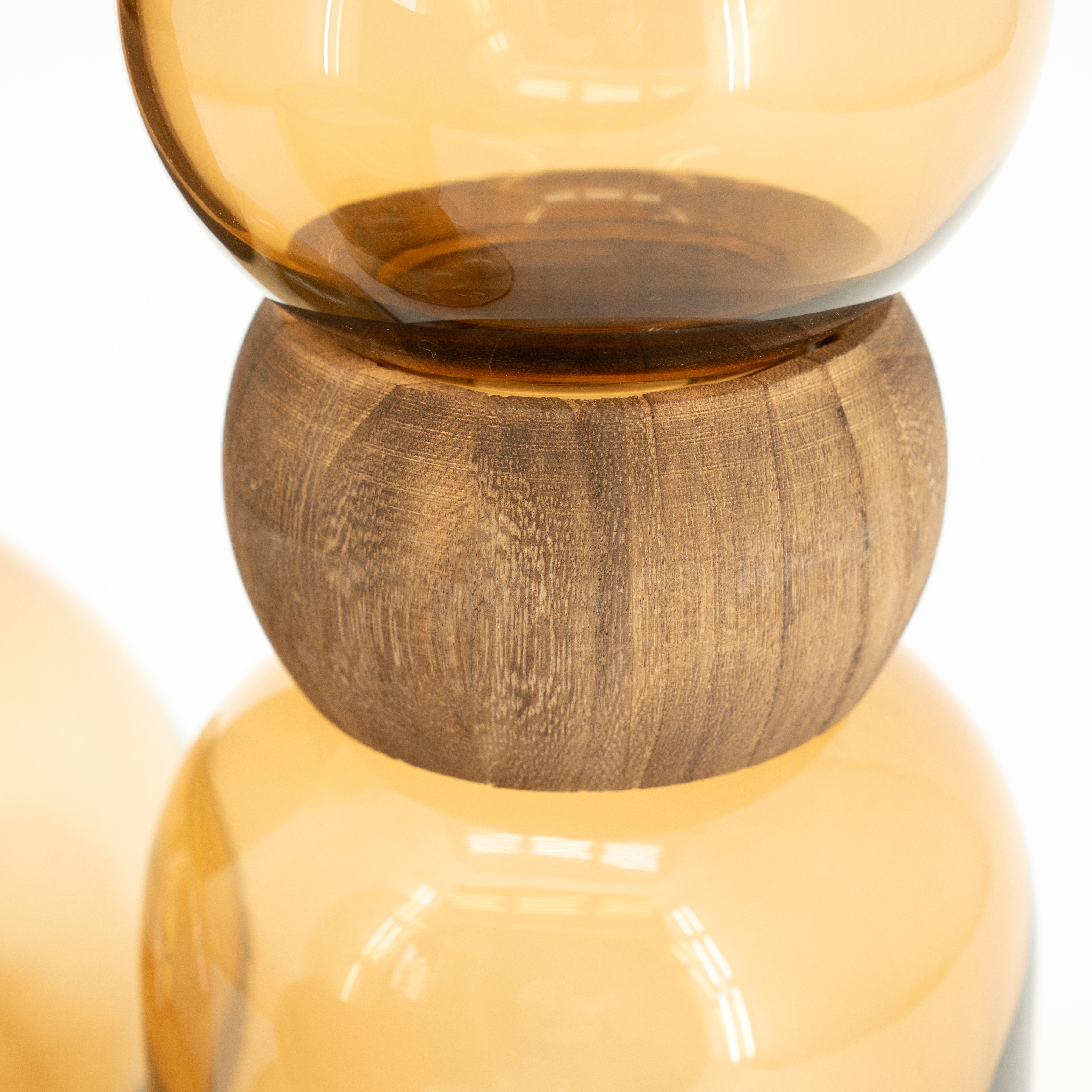 VERRA vase beige glass with wood