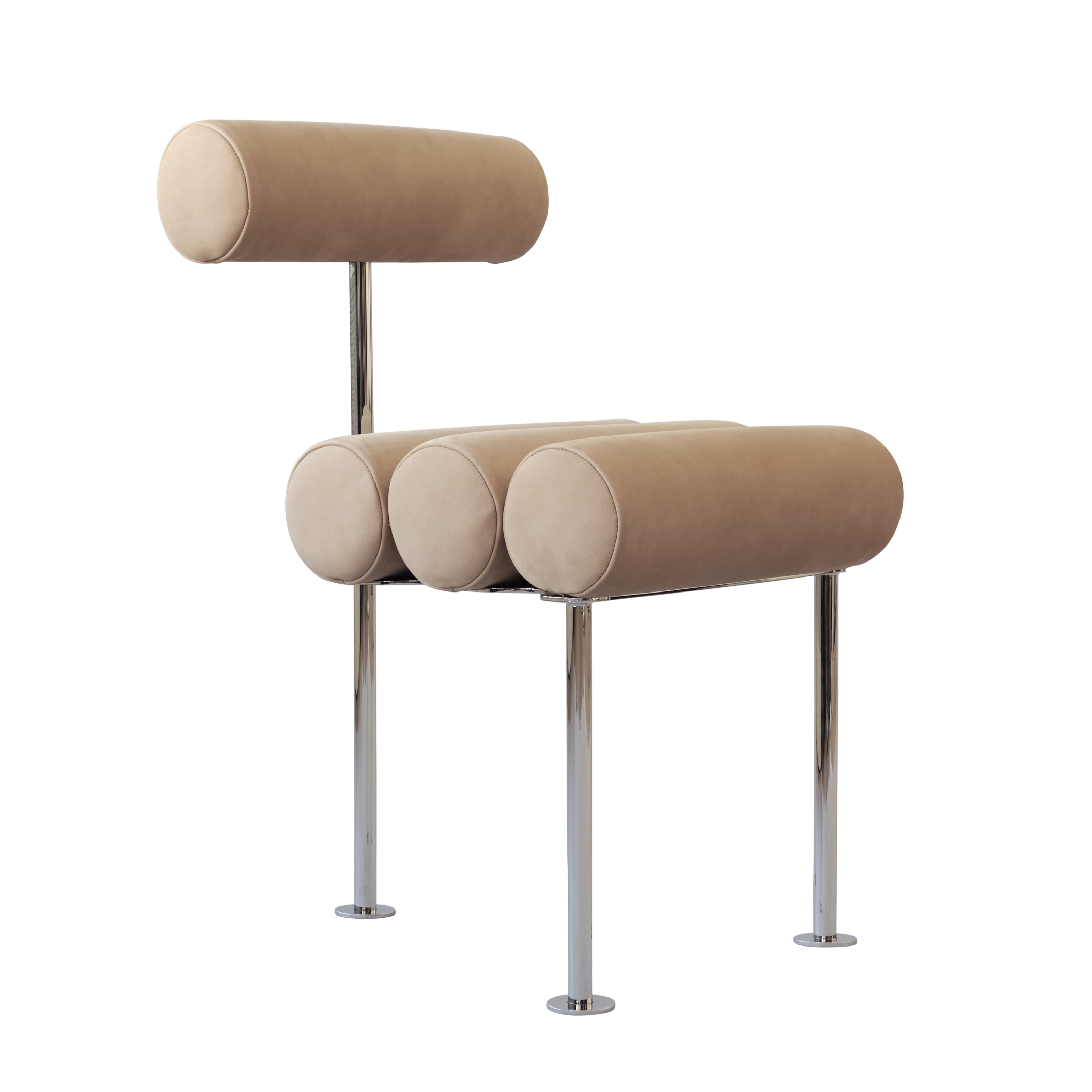 Stolička HIRO teplá béžová s chrómovým podstavcom