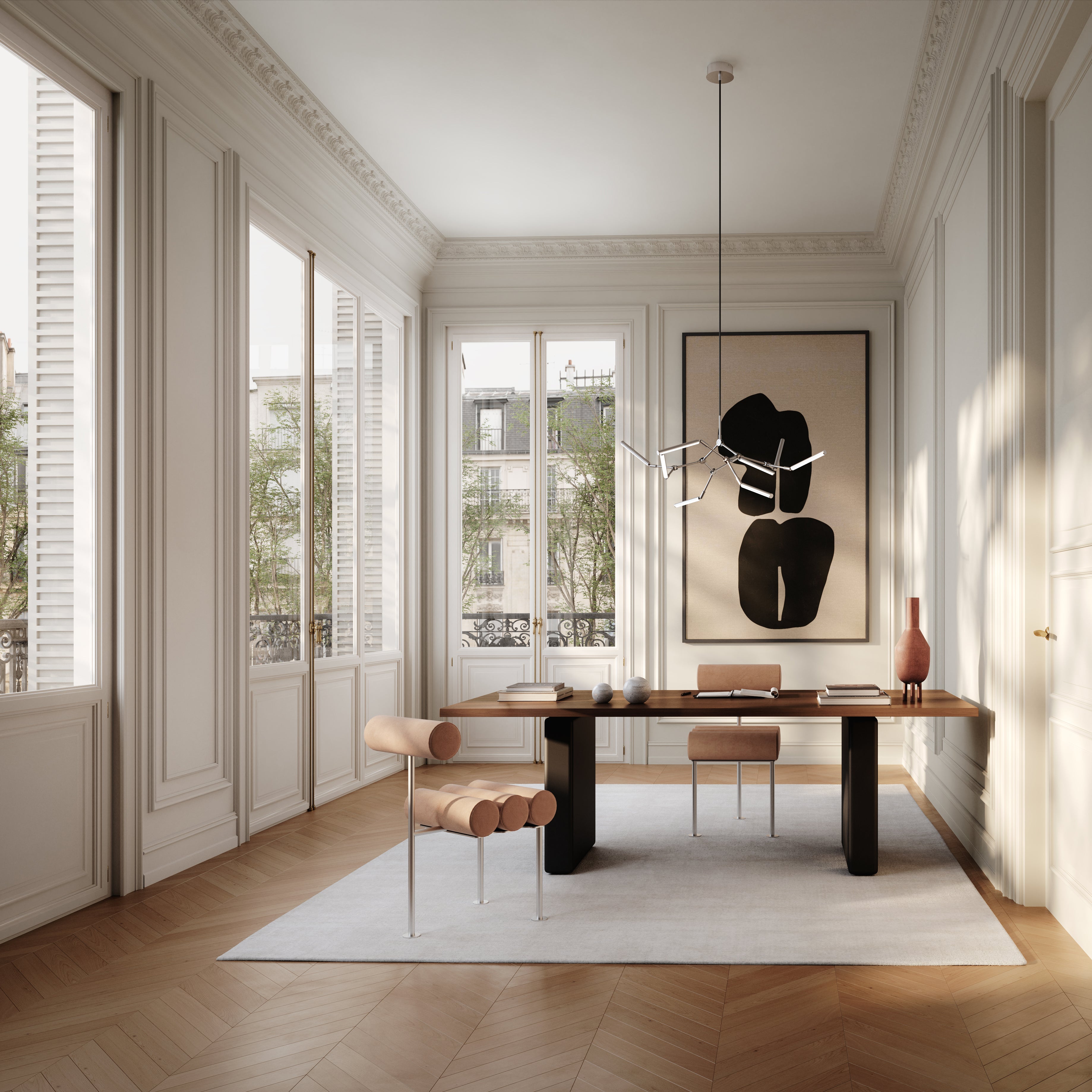 Stolička HIRO teplá béžová s chrómovým podstavcom