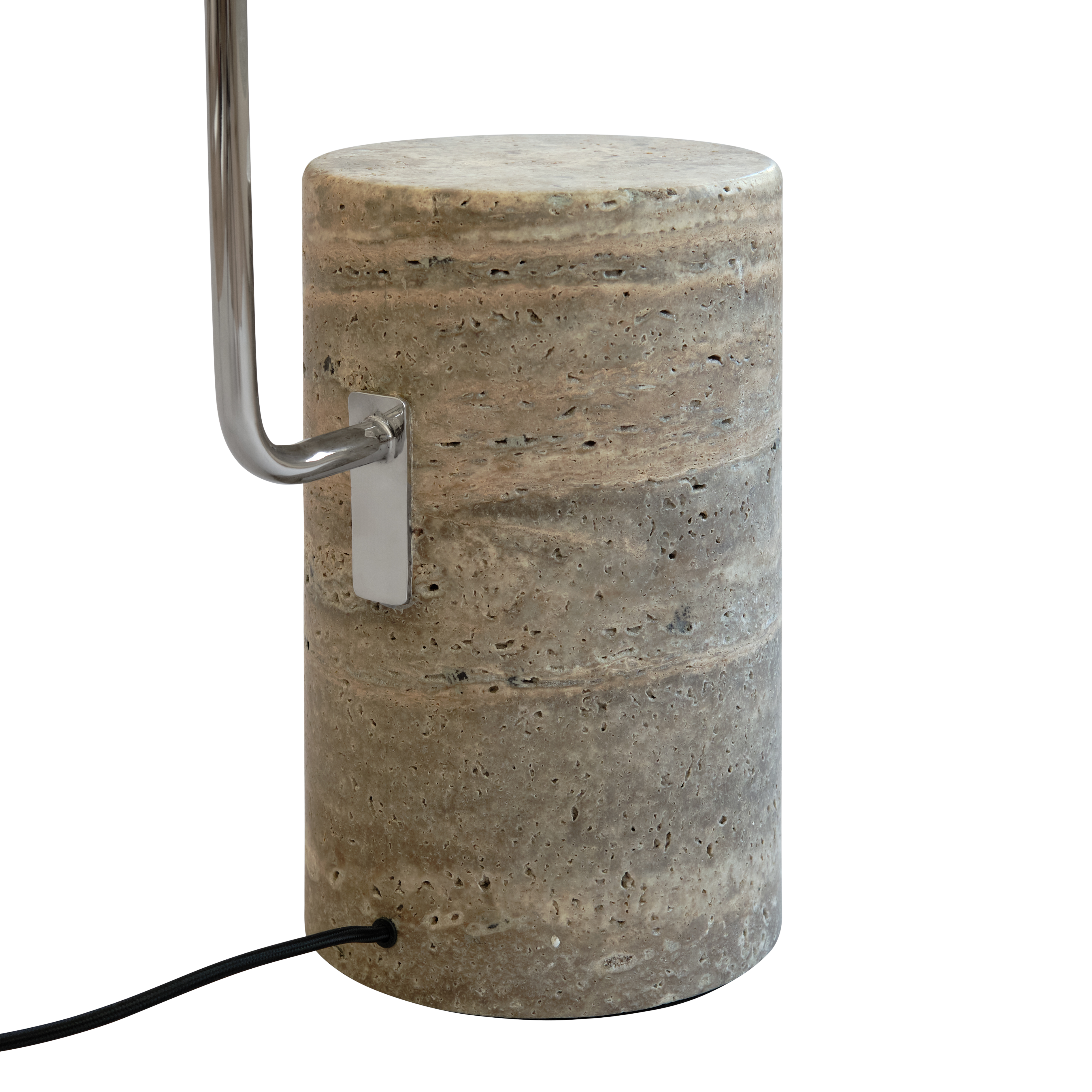 Stojaca lampa MOON chróm a travertín