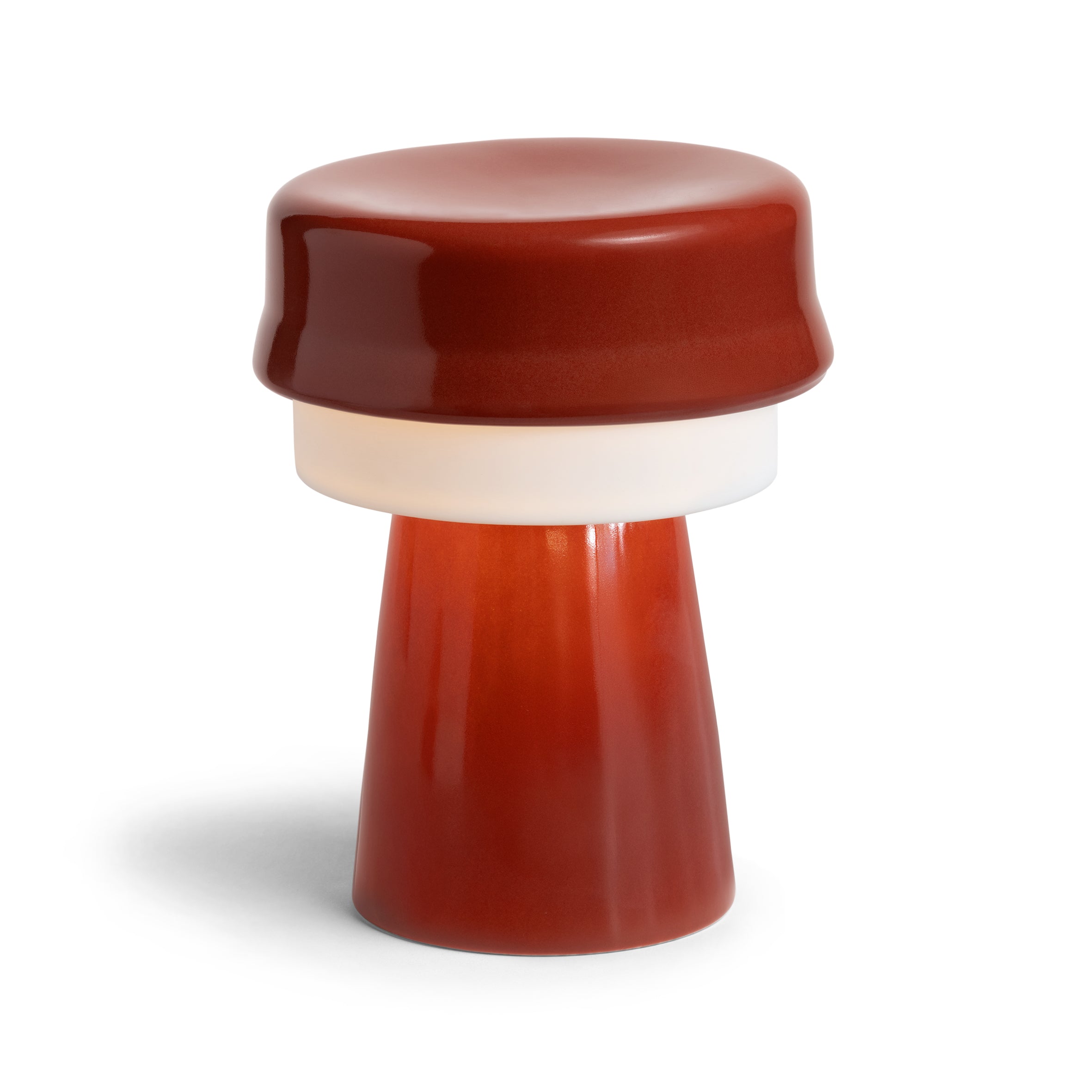 Burgundy table lamp HAT with white