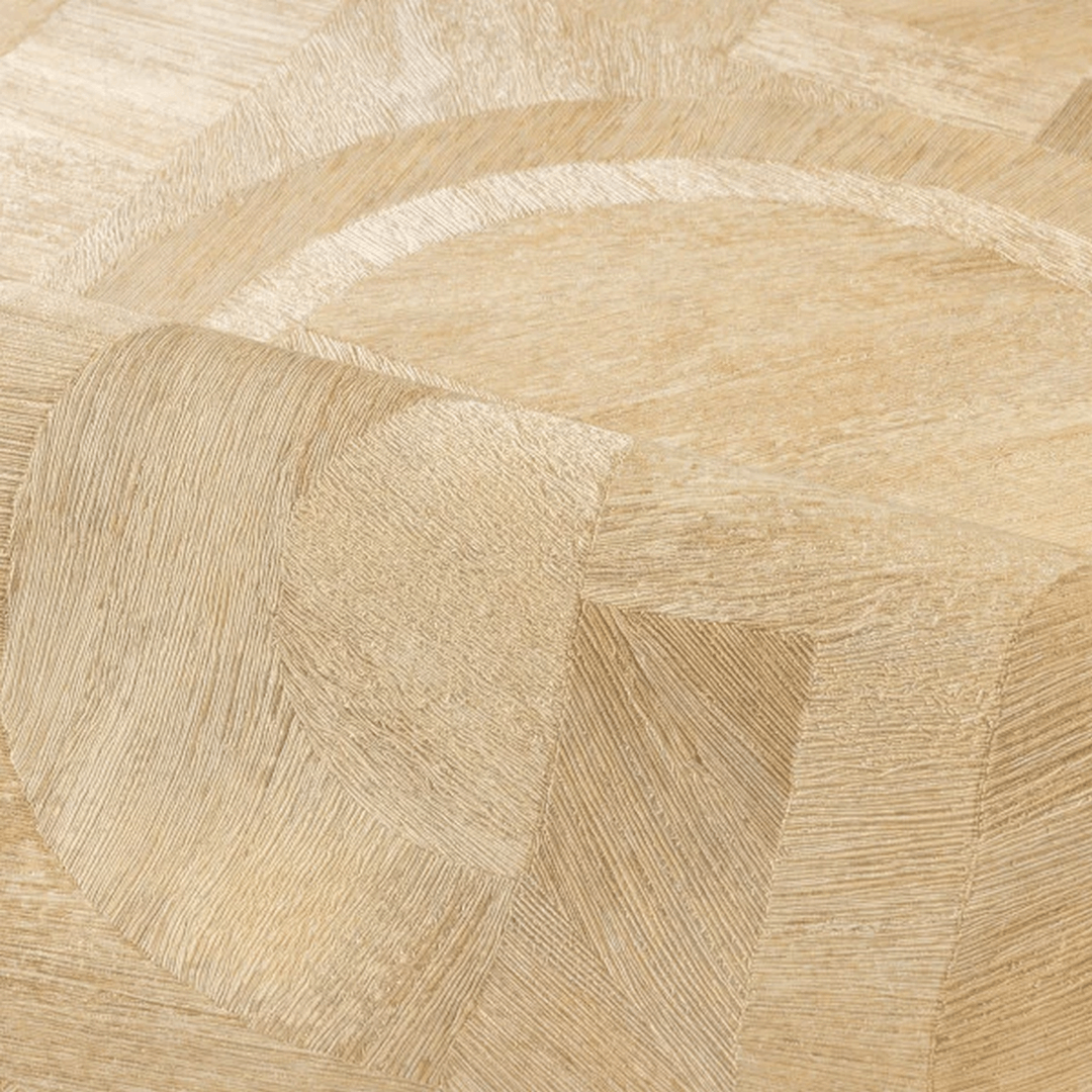 Geometric Wood-Look Textured Wallpaper with Mosaic Pattern INTARSIA - PAILLE Golden Beige