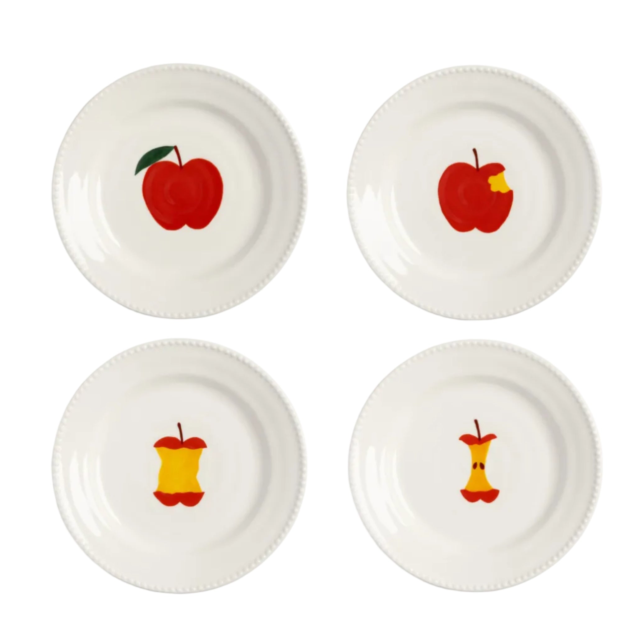 HAINES white dessert plate set with red and orange