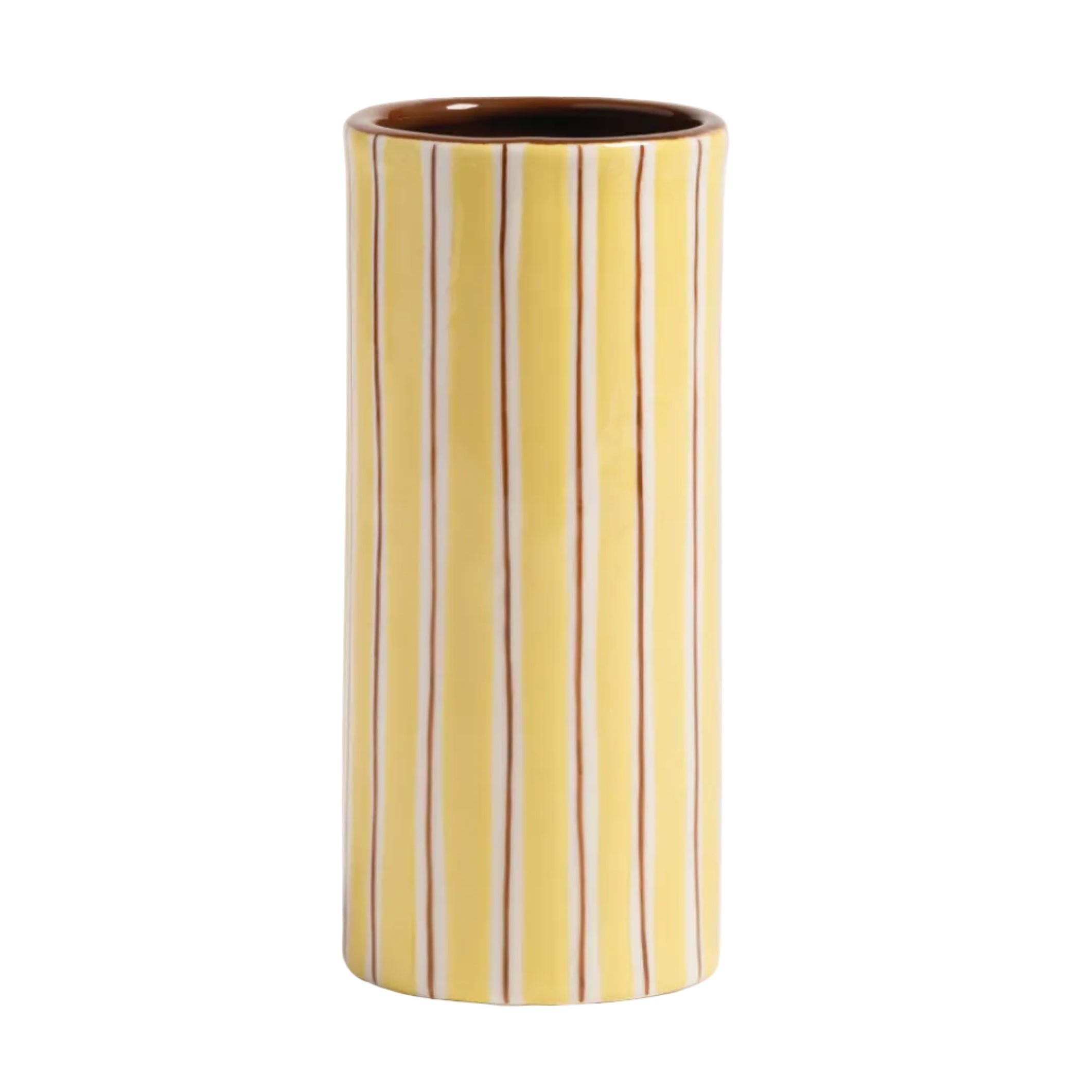 RAY vase yellow with brown and white
