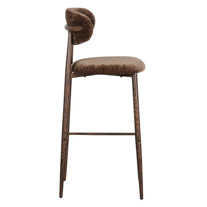 JAPANDI Brown Stool with Dark Wooden Base