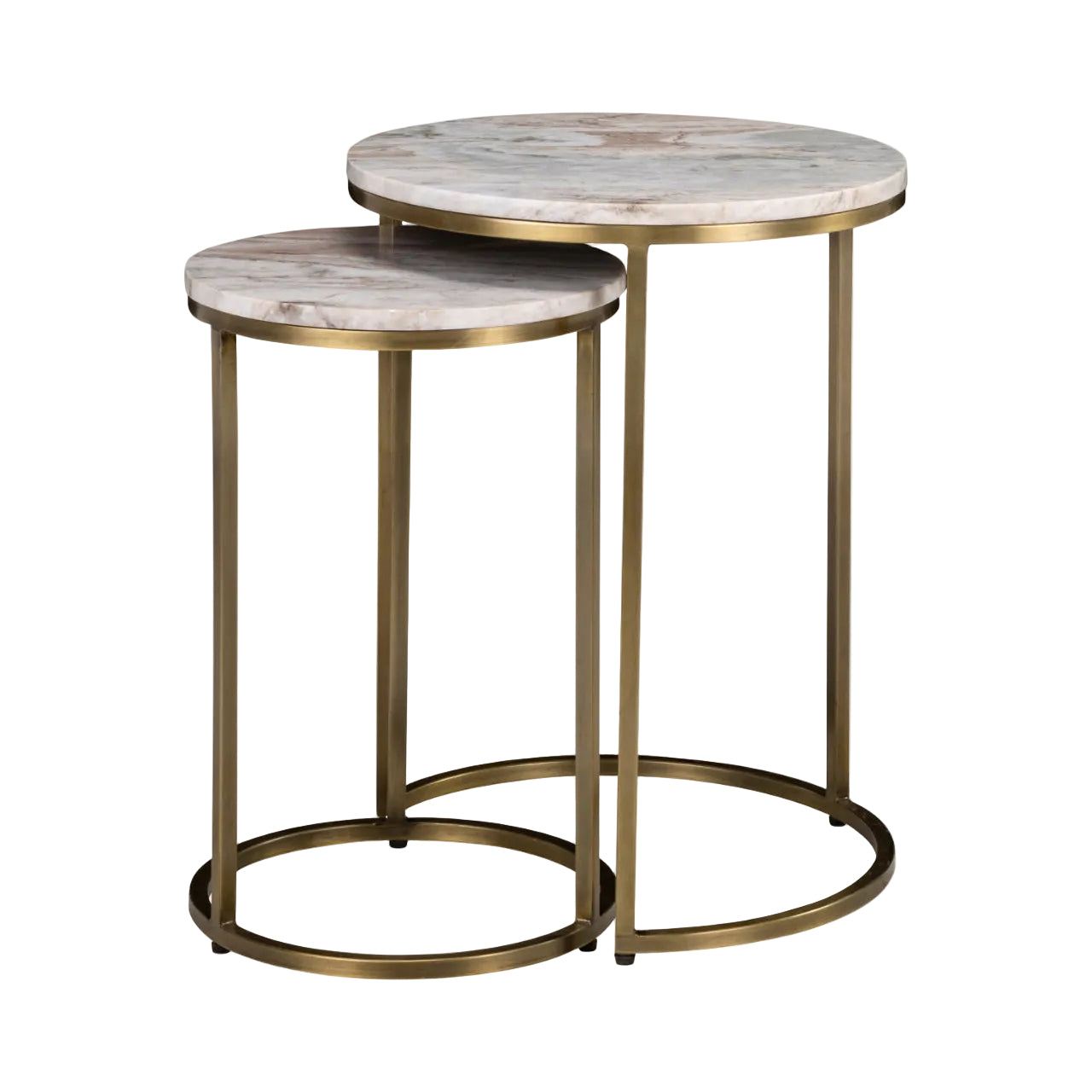 BOTTEGA Gold Side Table Set with Marble Top